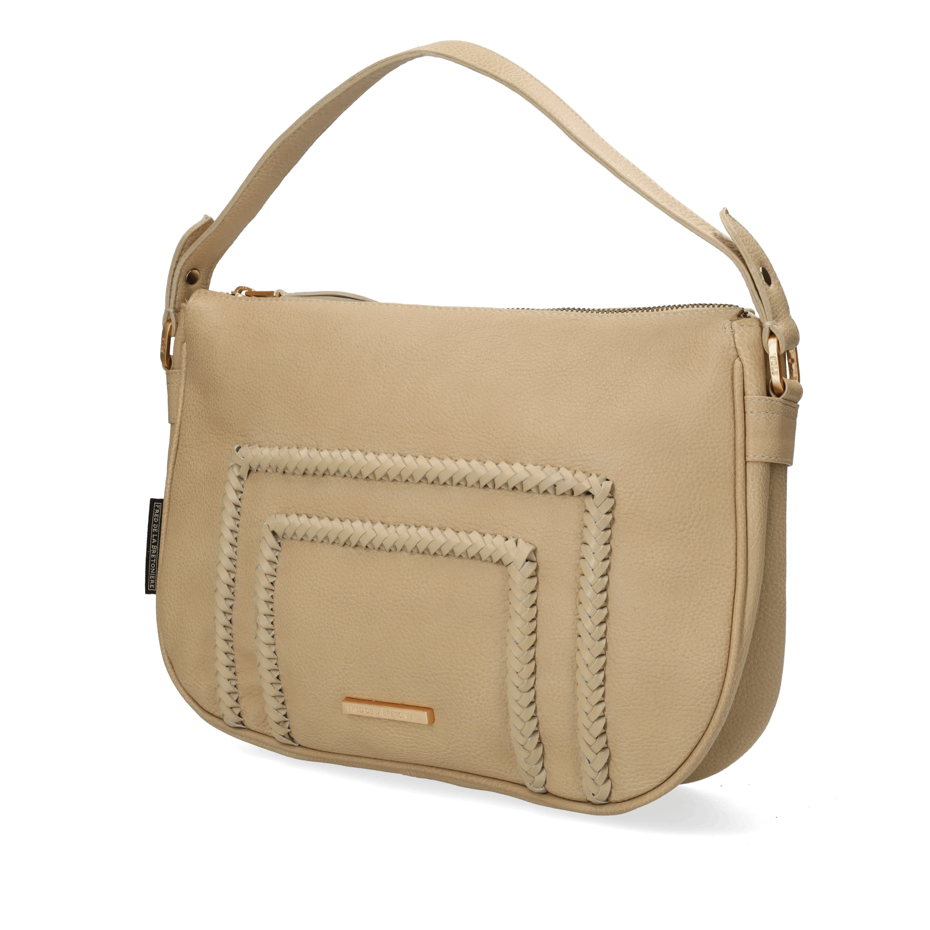 Valera schoudertas Leer met Xweave Licht taupe