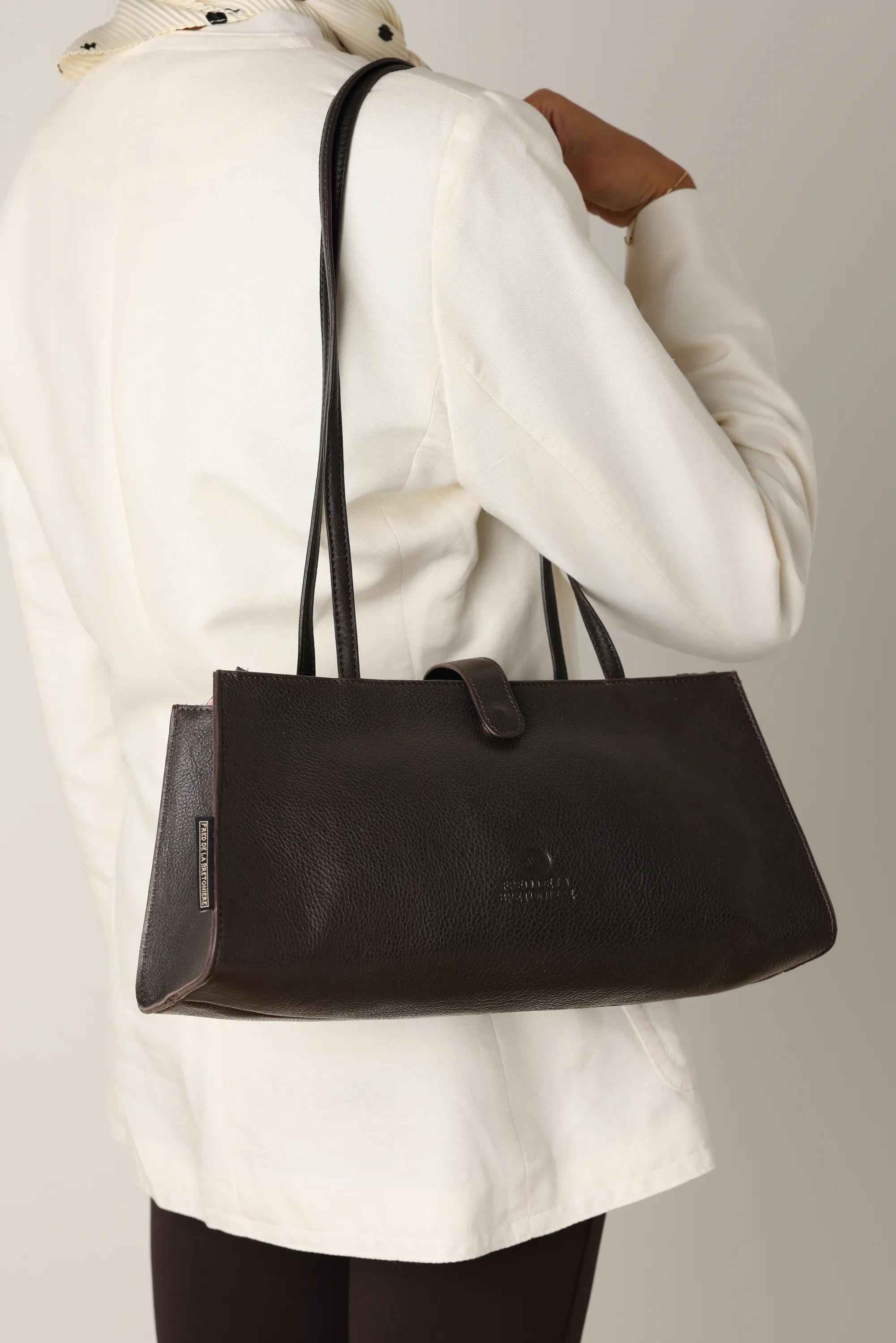 INEZ SHOULDERBAG leather Dark Brown