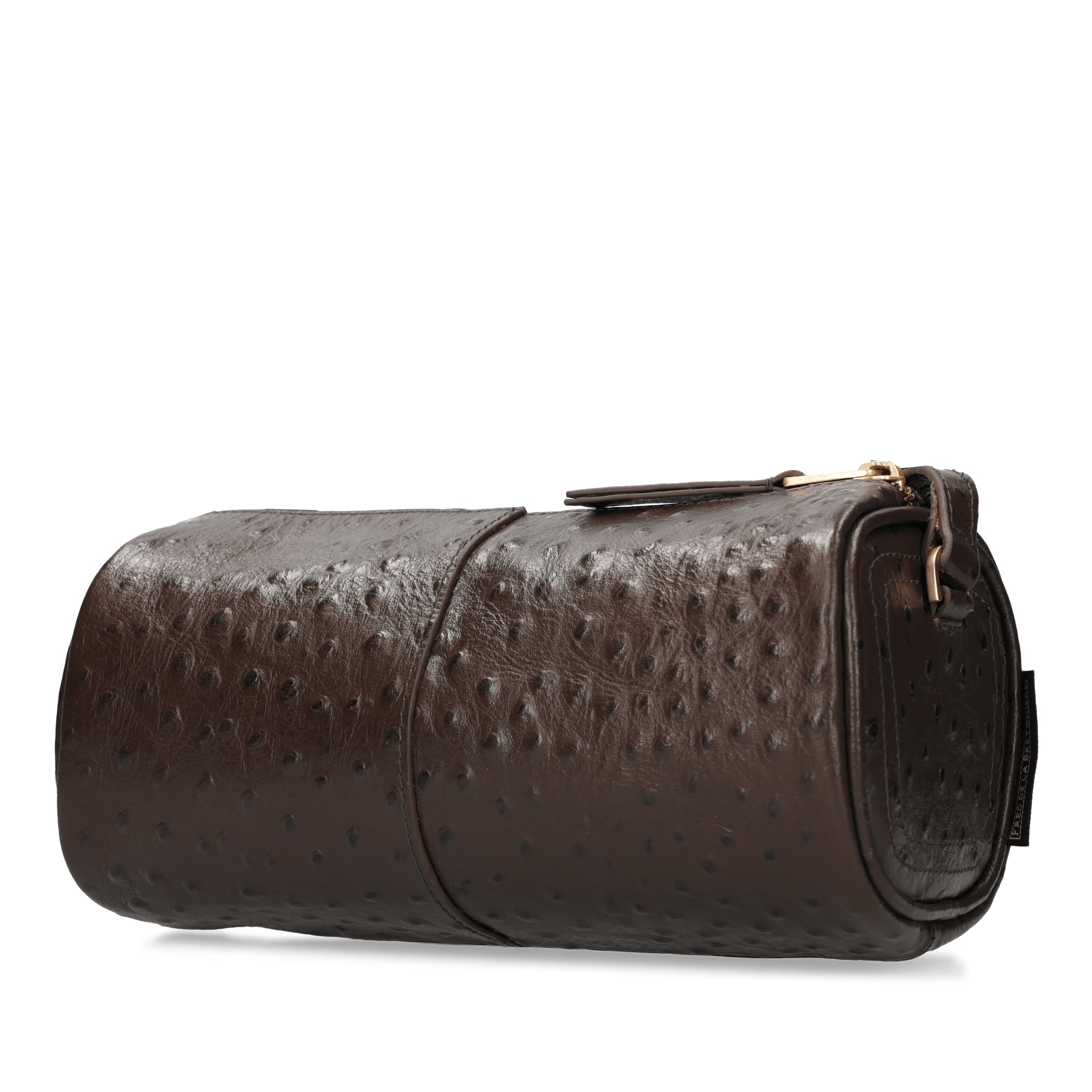 LIVIA SHOULDERBAG Ostrich print leather Brown