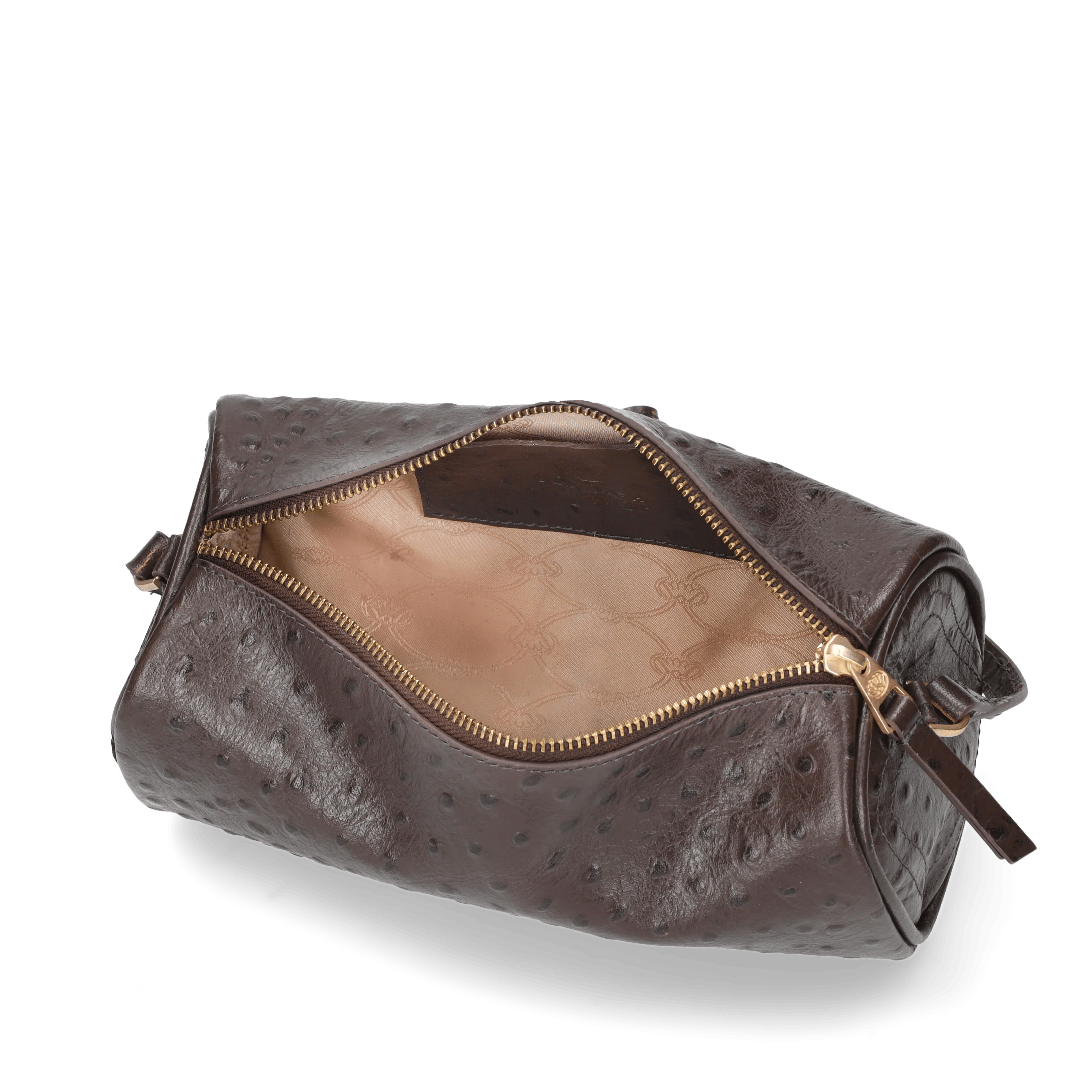 LIVIA SHOULDERBAG Ostrich print leather Brown