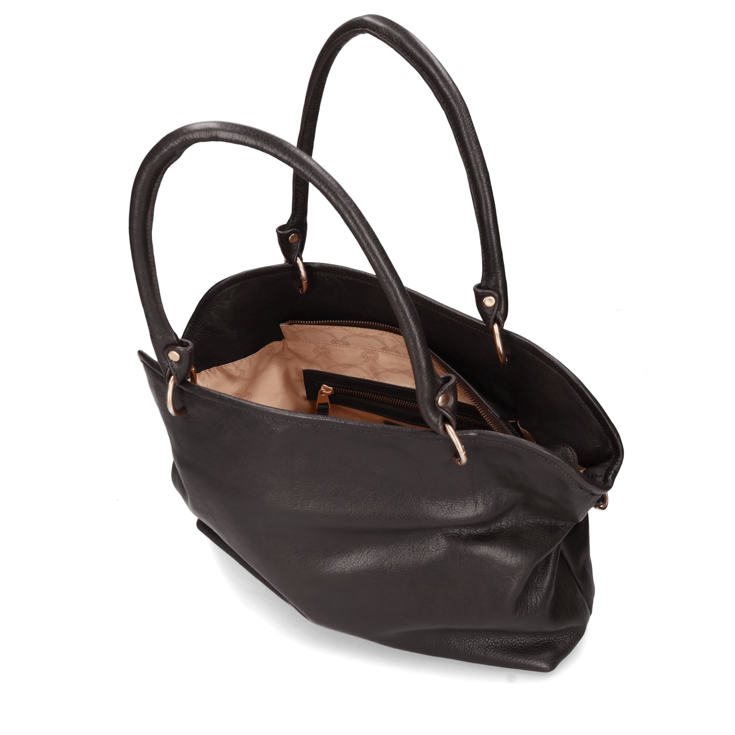 LENA PLAIN SHOULDERBAG nappa leather Dark Brown