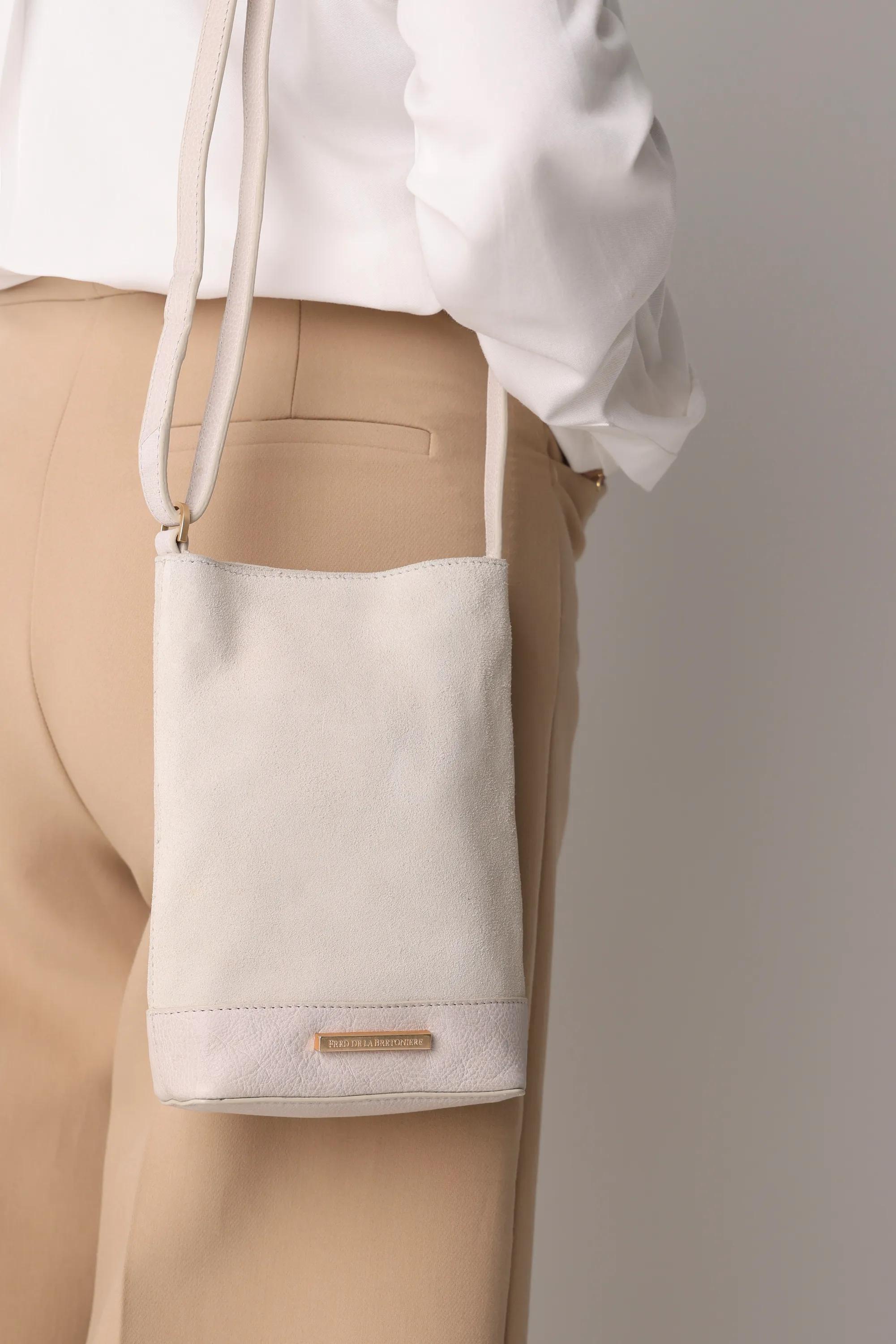 Vina Phonebag Leer/Suède Gebroken Wit