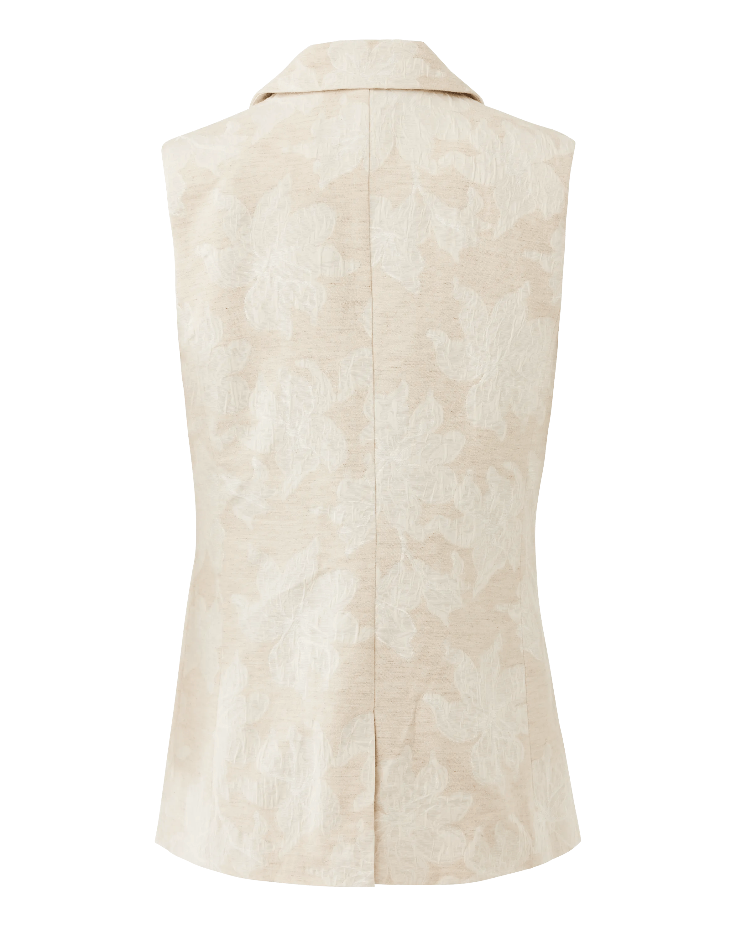 Flower Jacquard Sleeveless Blazer Light Sand