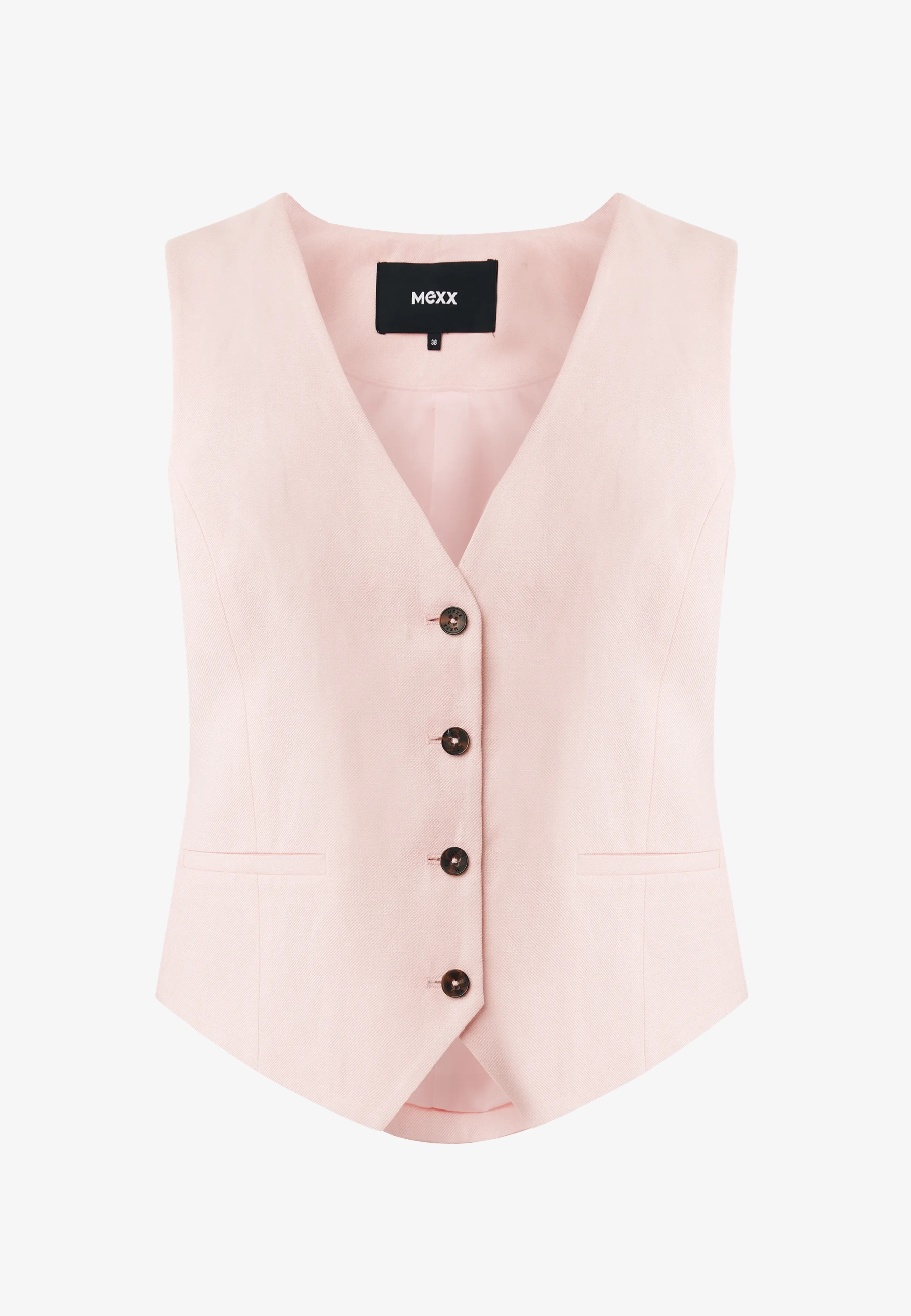 Linnen Gilet Lichtroze