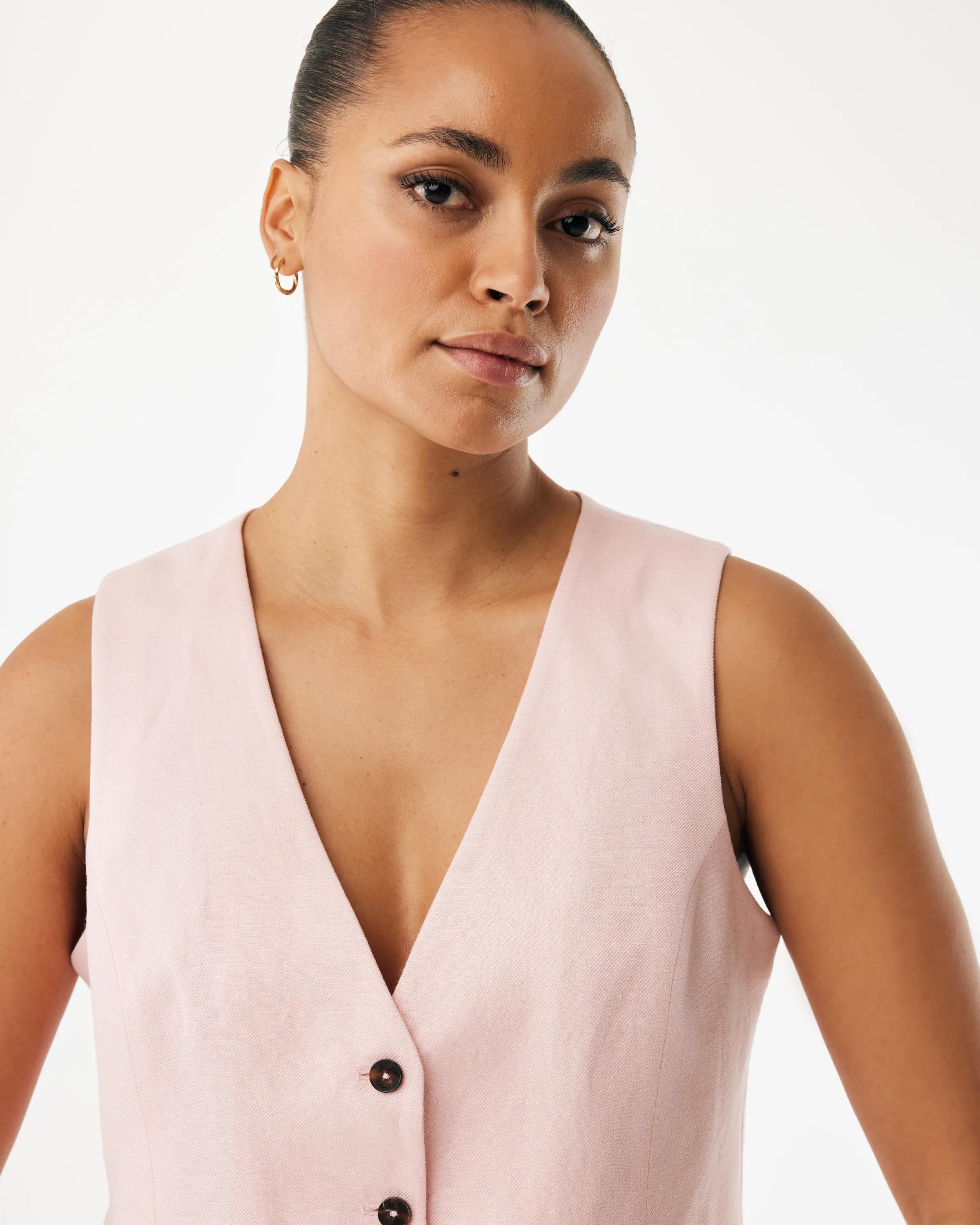 Linen Waistcoat Light Pink
