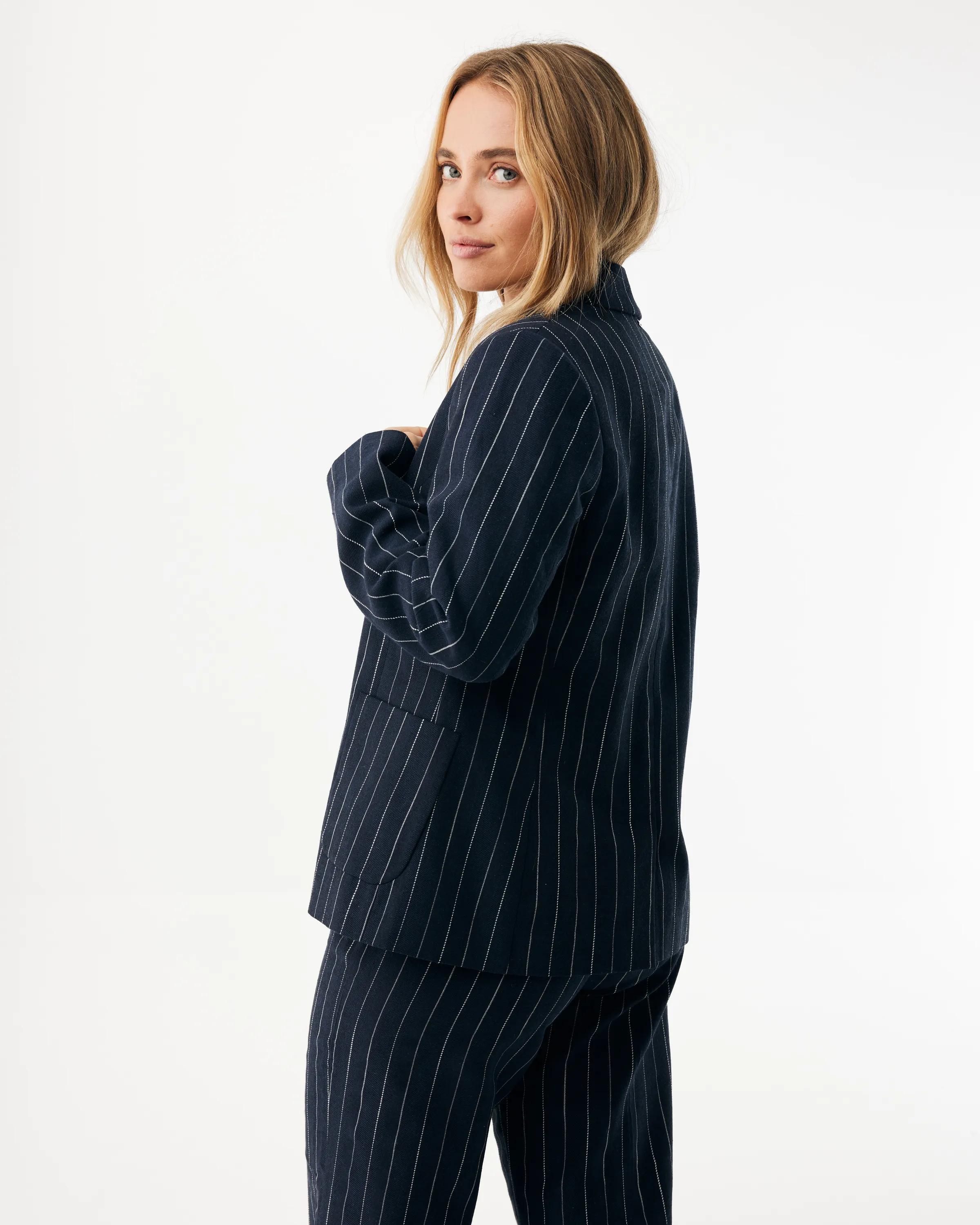 Nadelstreifen-Blazer Mitternachtsblau