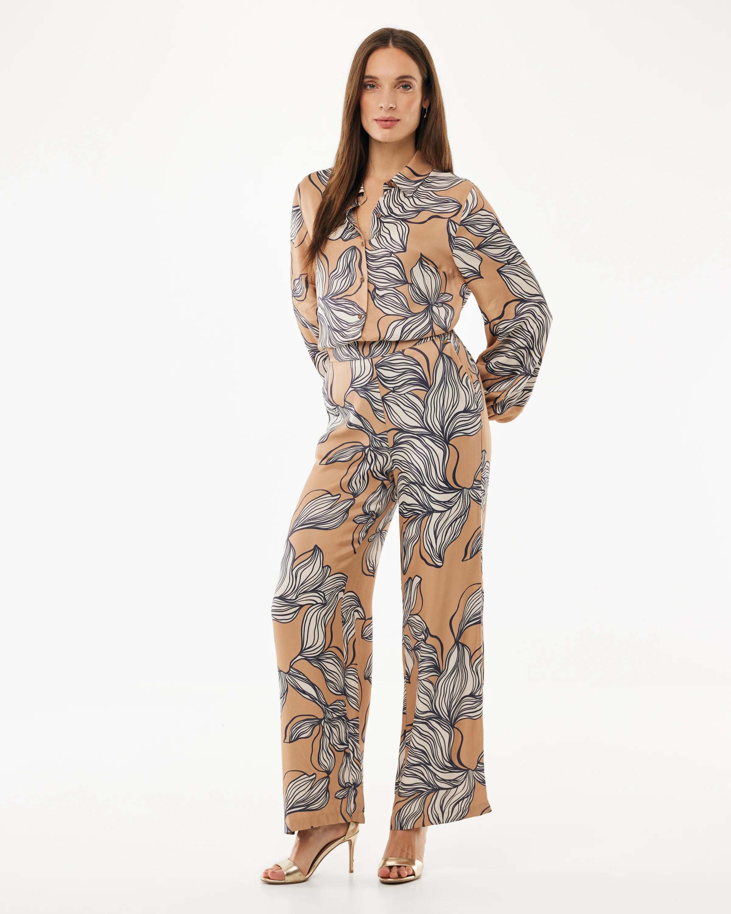 Graphic Flower Print Blouse Multicolor