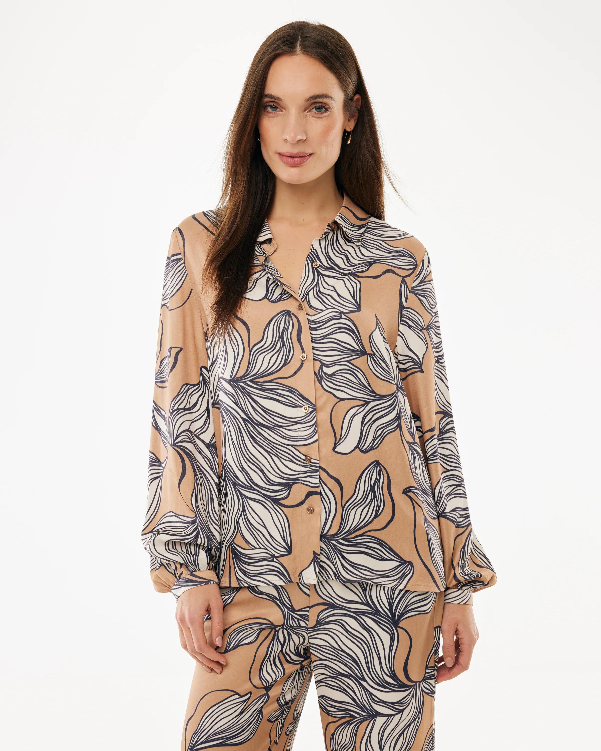 Graphic Flower Print Blouse Multicolor