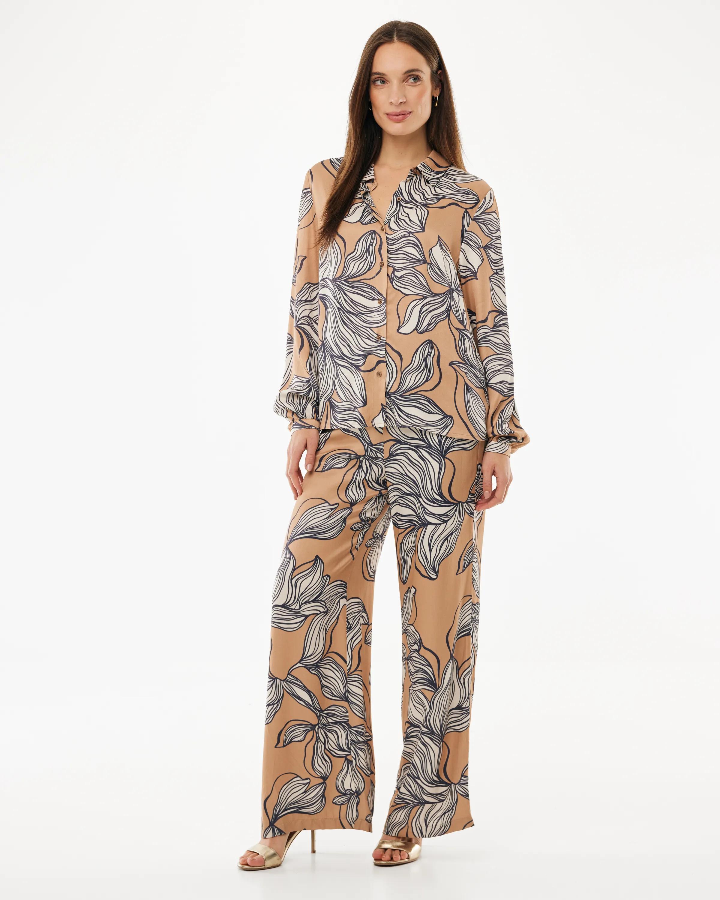 Graphic Flower Print Blouse Multicolor