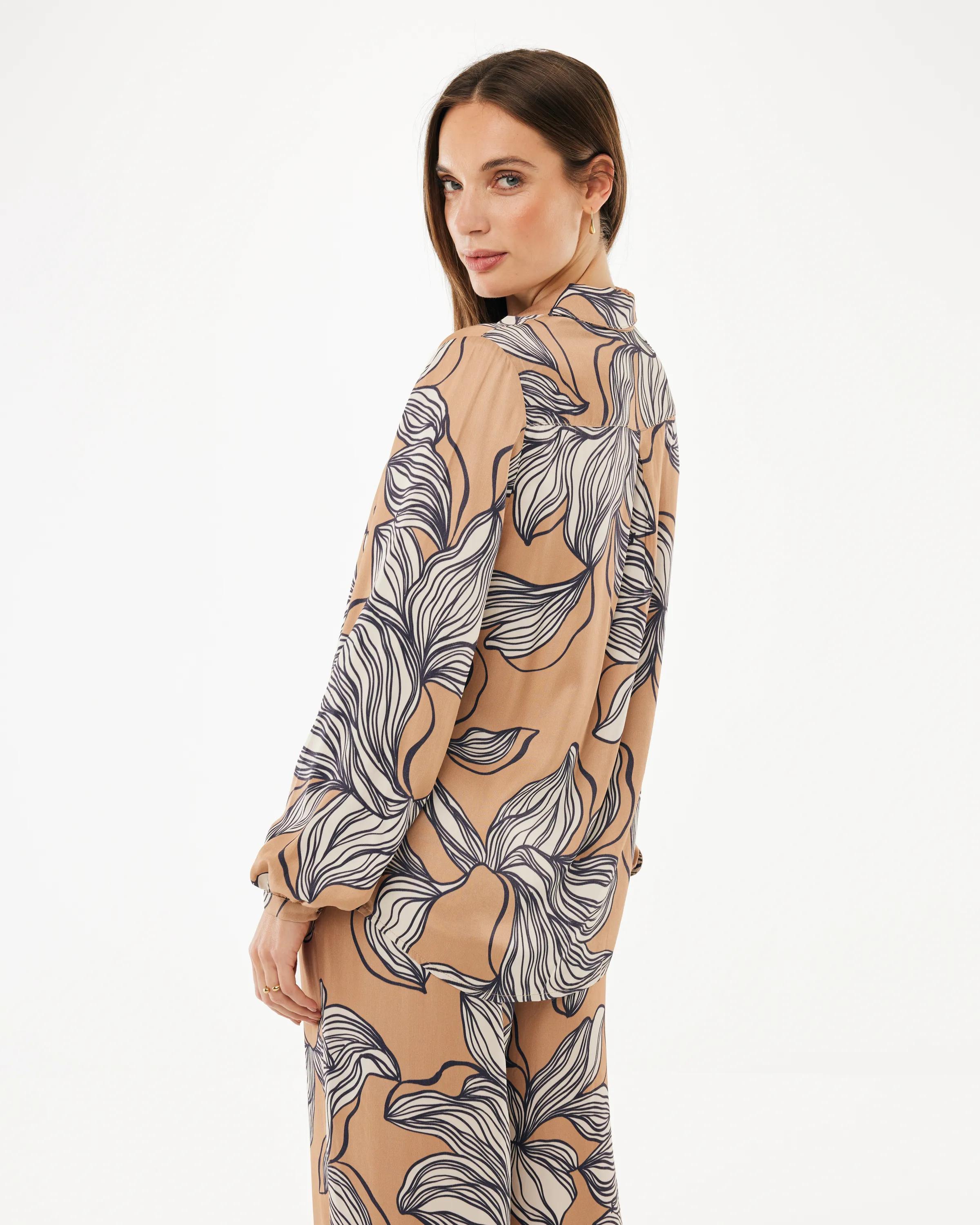 Graphic Flower Print Blouse Multicolor