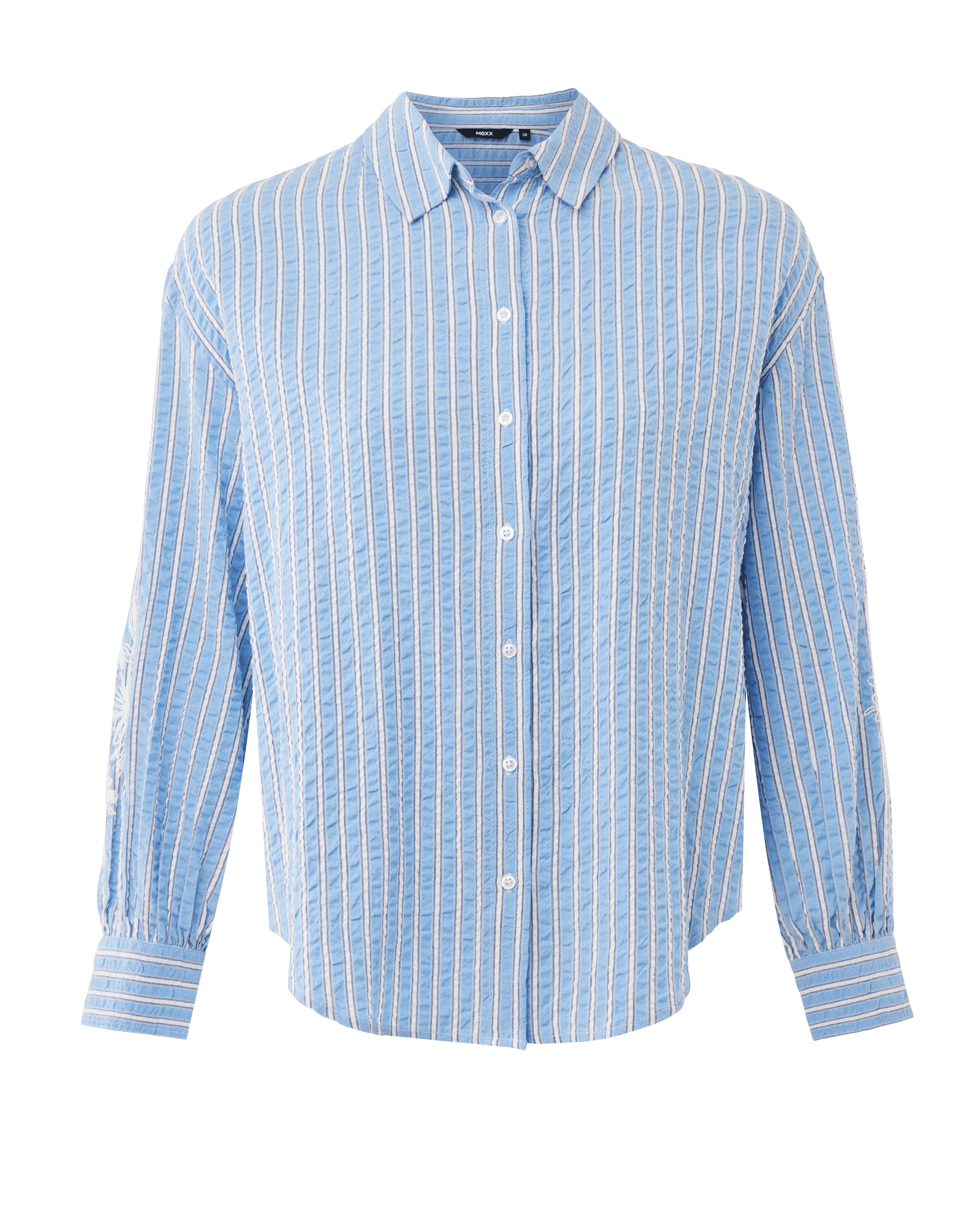 Gestreifte Stickerei-Bluse Fresh Blue