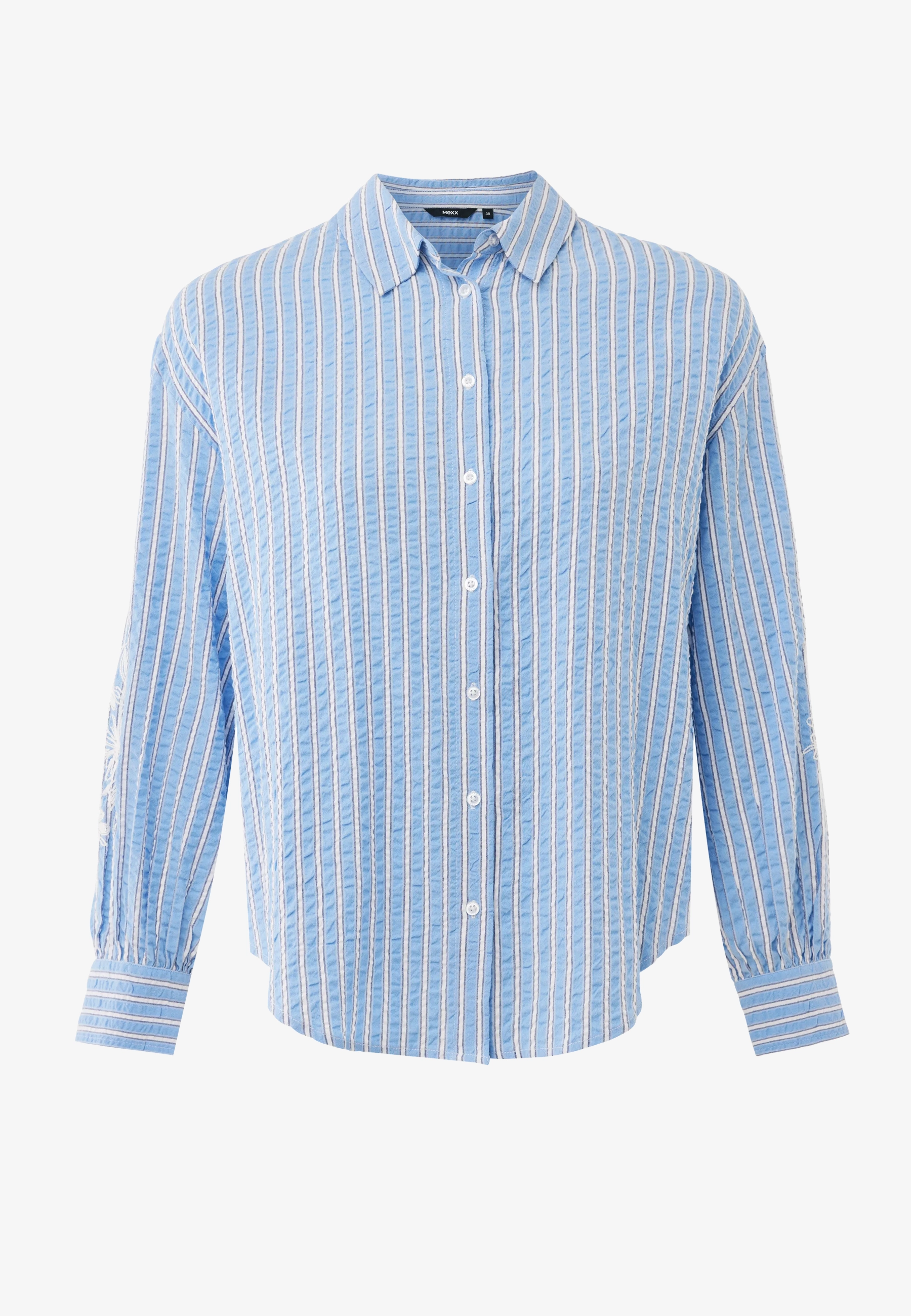 Gestreepte Blouse Met Borduursel Fresh Blue