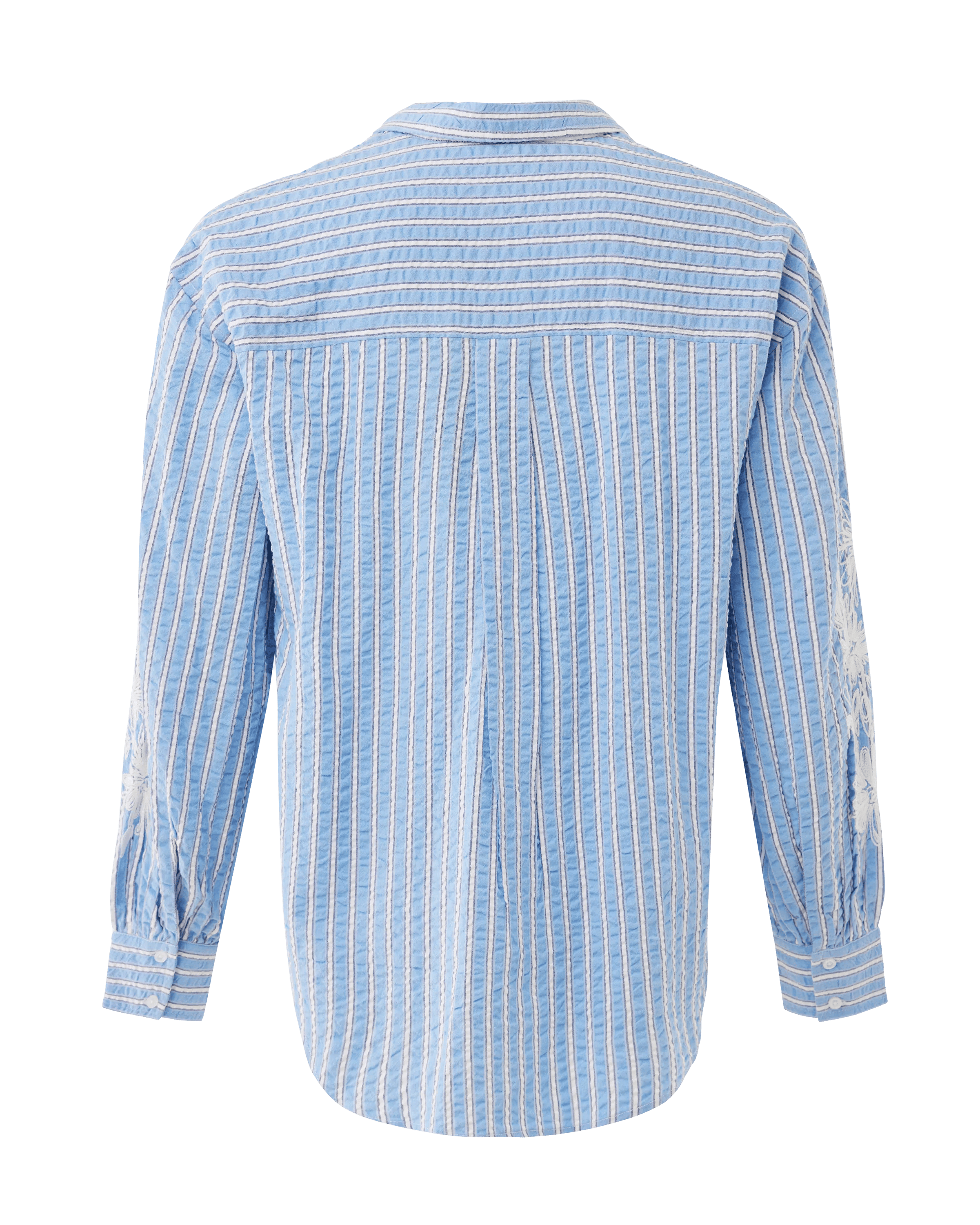 Gestreifte Stickerei-Bluse Fresh Blue