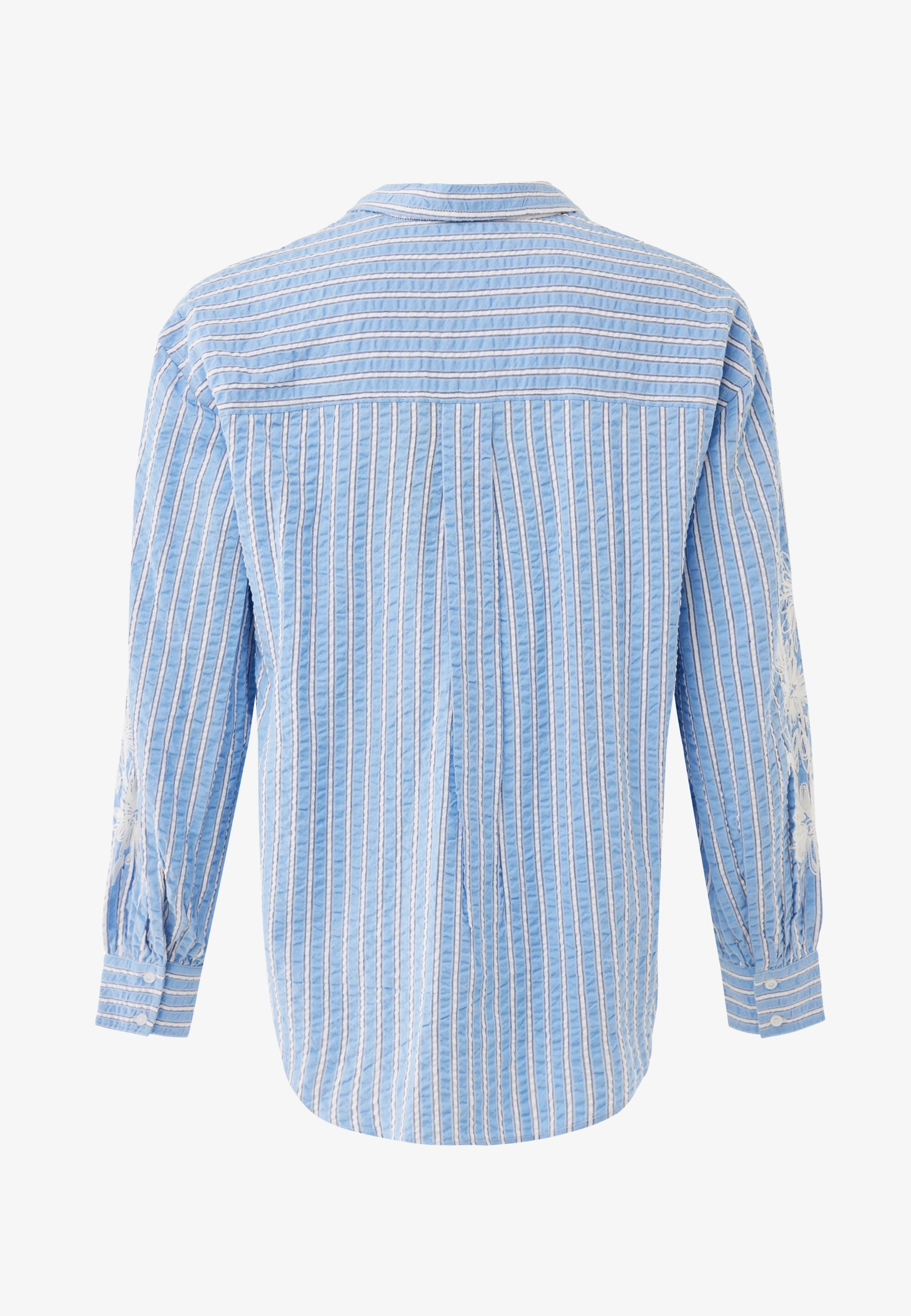 Gestreepte Blouse Met Borduursel Fresh Blue