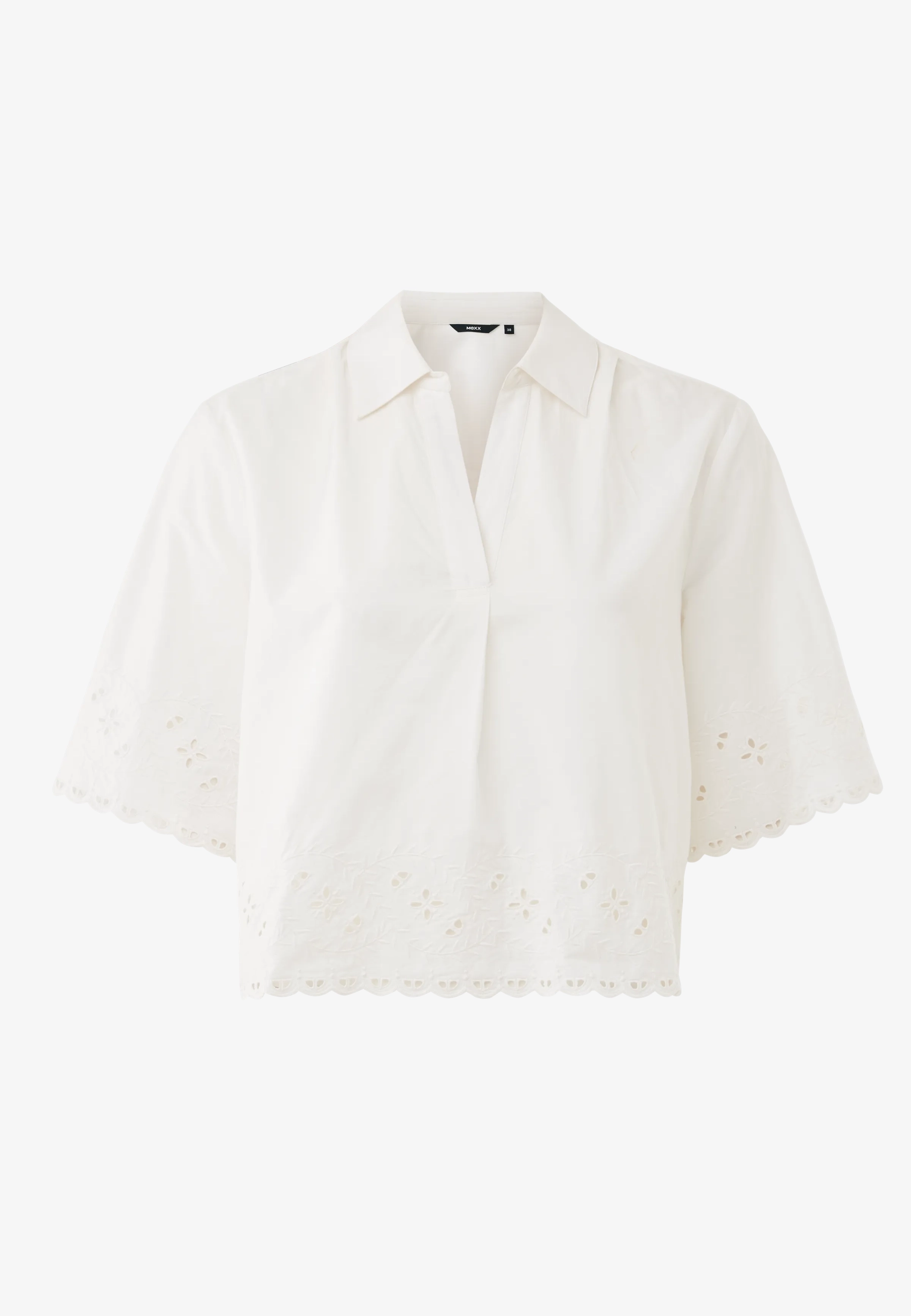 Cropped Blouse Met Borduursel Wit