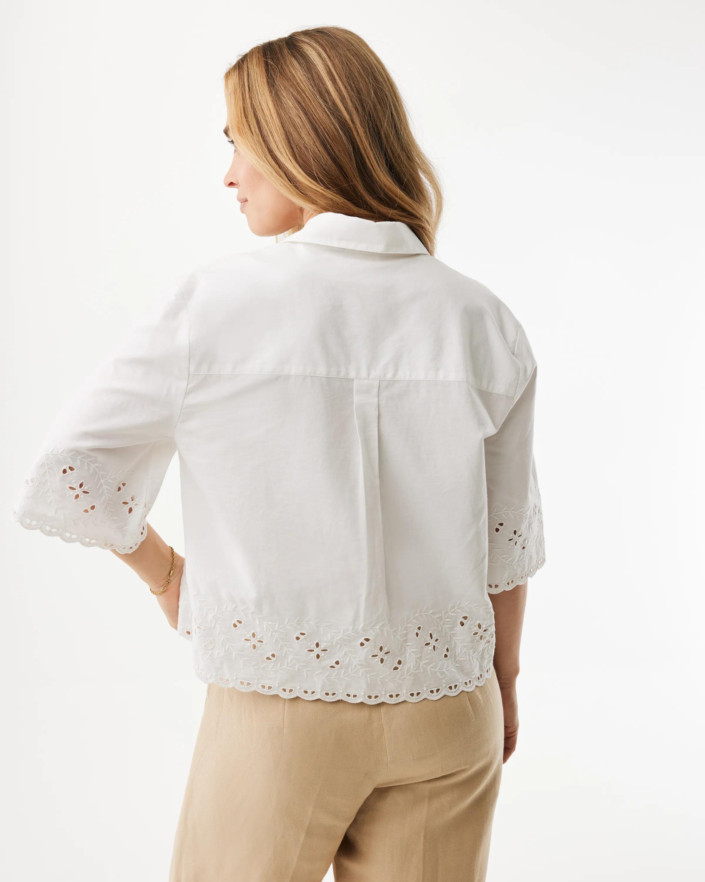 Cropped Bluse Mit Stickerei Weiß