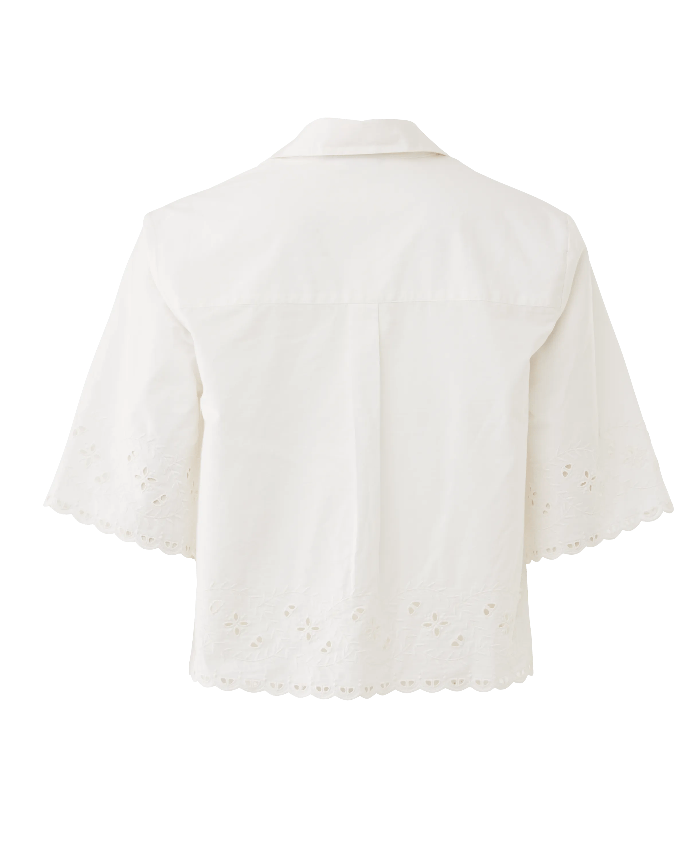 Cropped Bluse Mit Stickerei Weiß