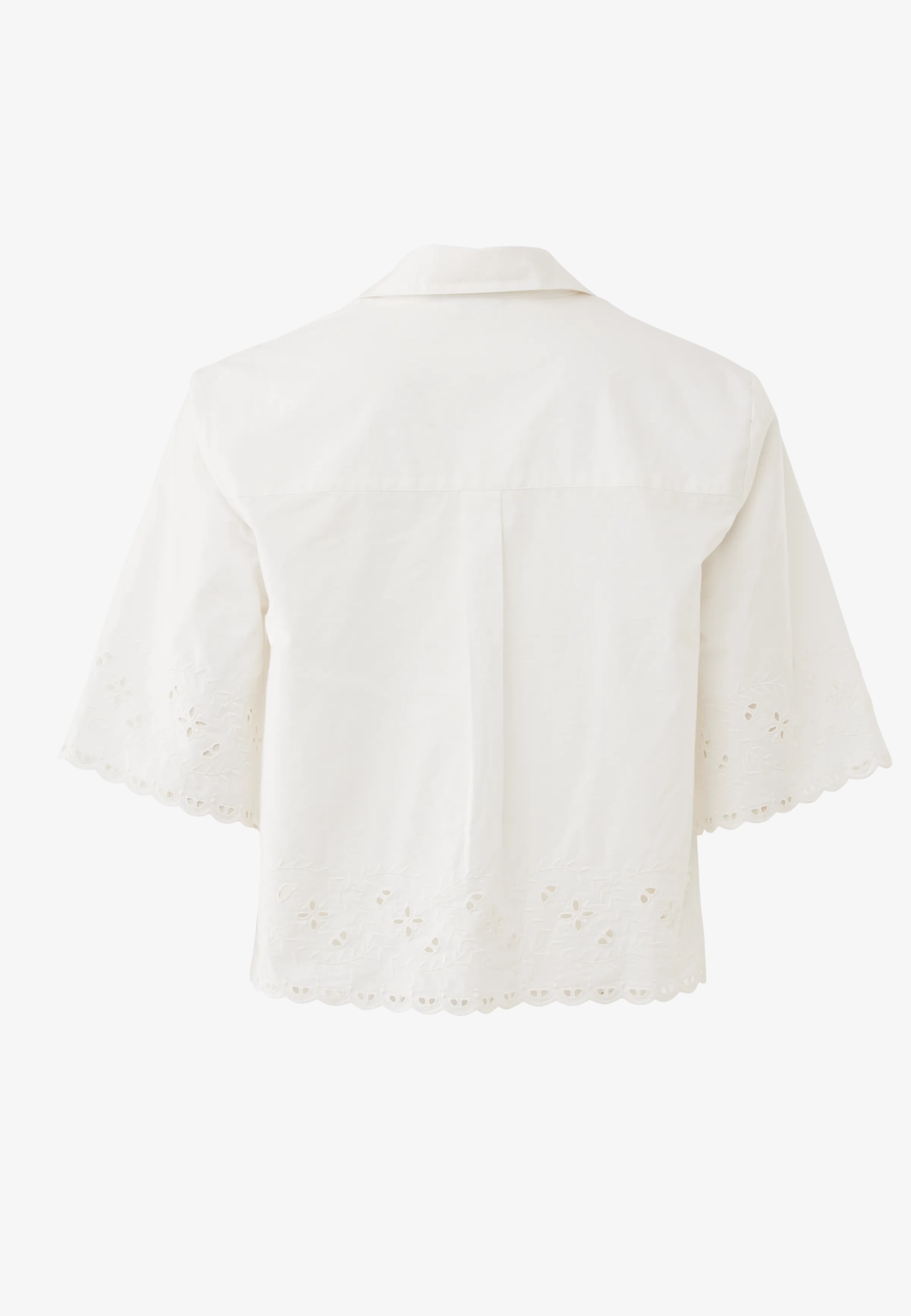 Cropped Blouse Met Borduursel Wit
