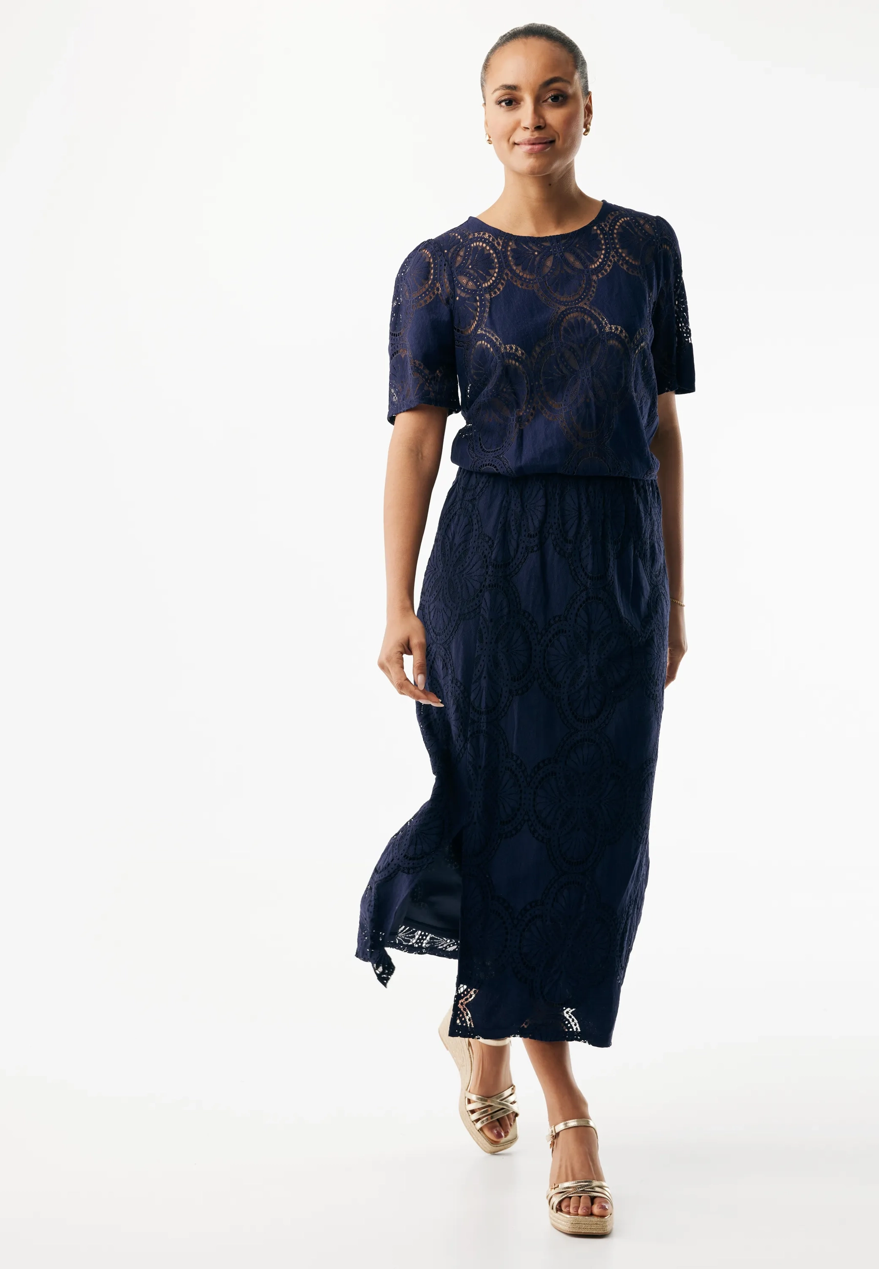 Mexx Women | Midnight blue lace top with crochet pattern