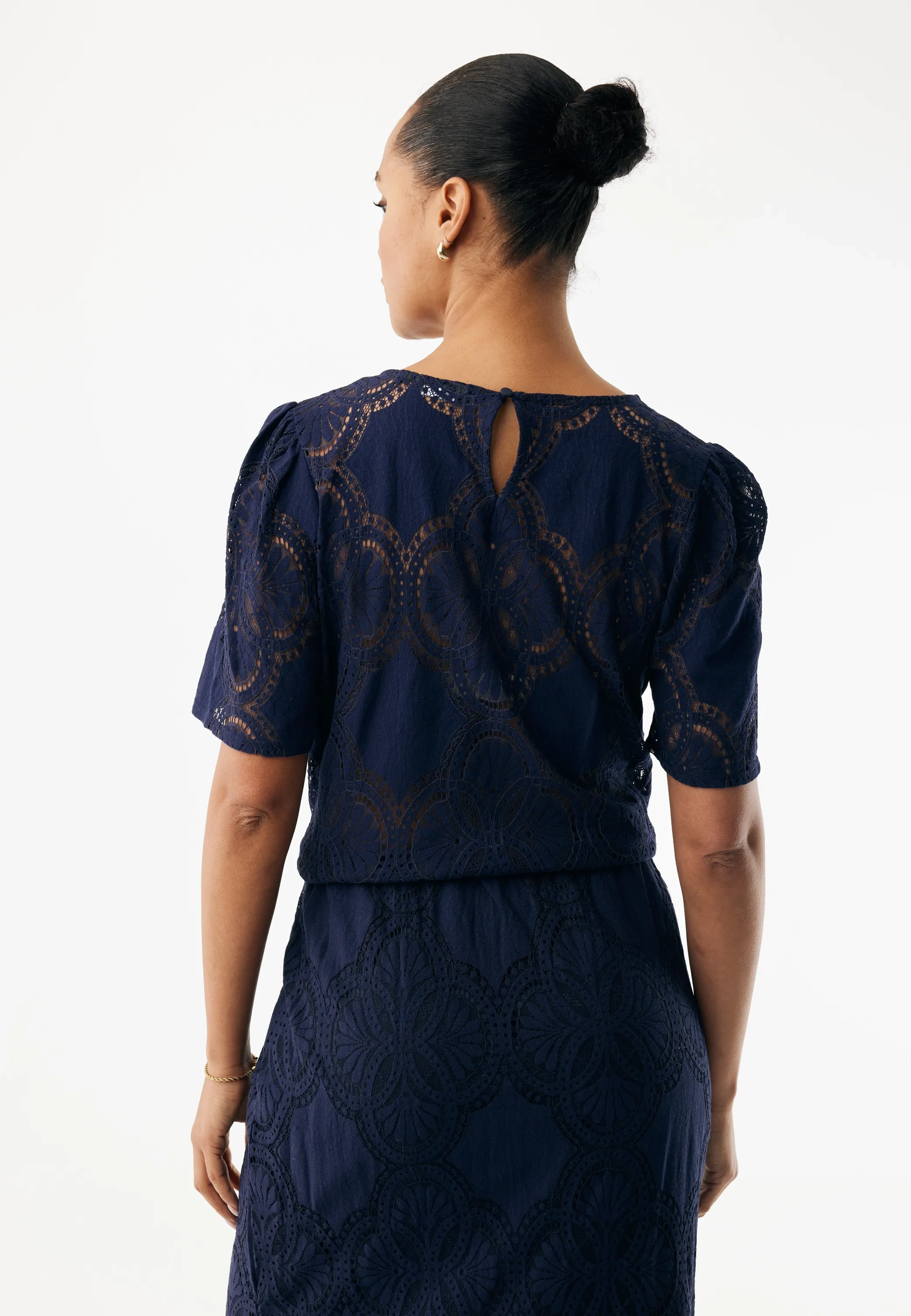 Mexx Women | Midnight blue lace top with crochet pattern