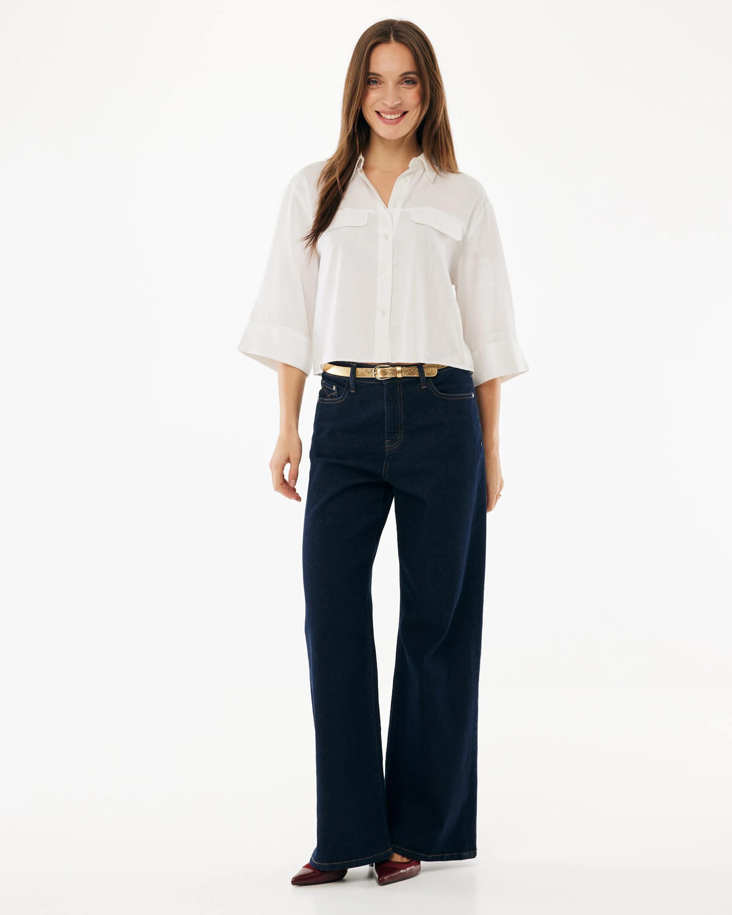 Boxy Popeline-Bluse Weiß