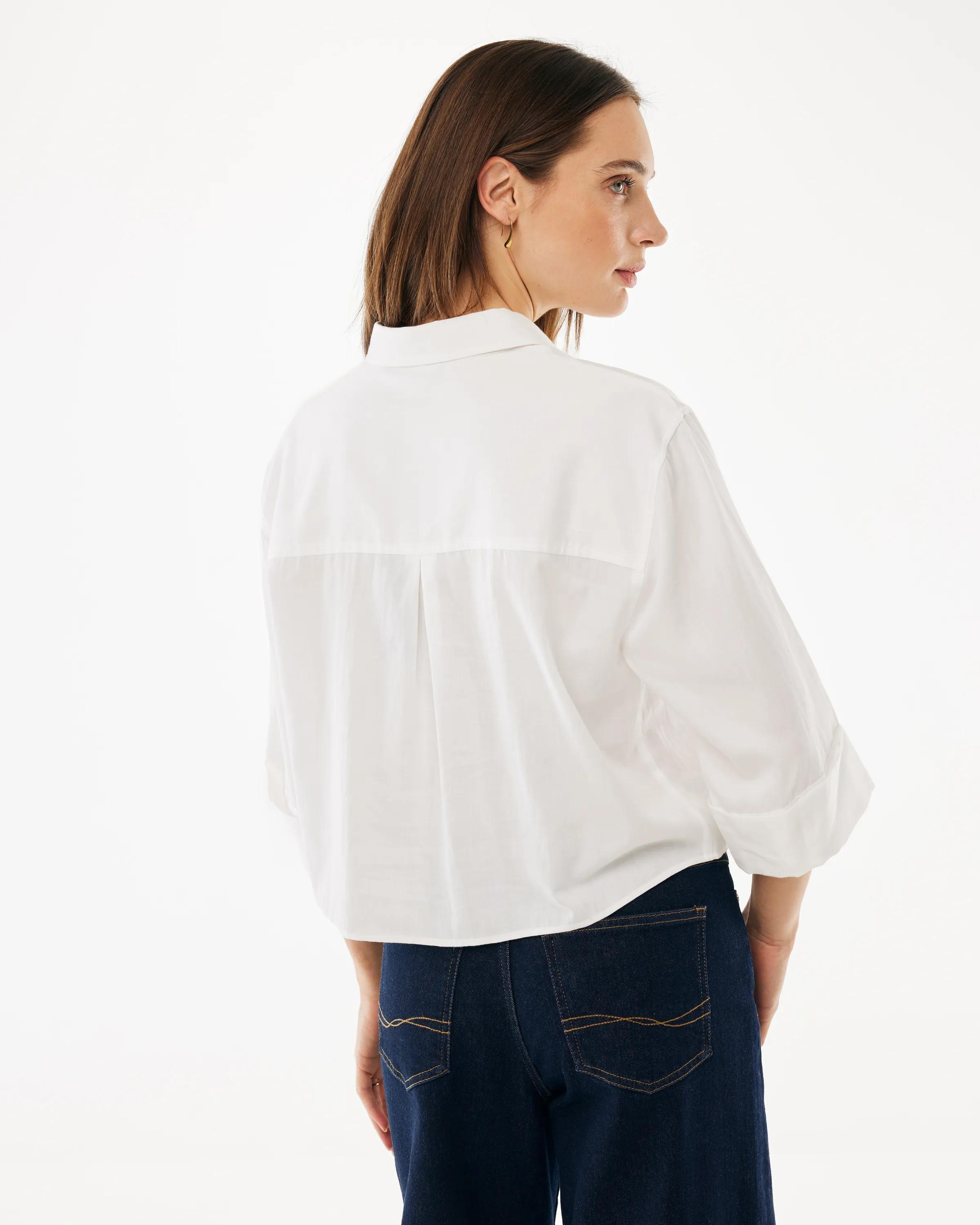 Boxy Popeline-Bluse Weiß