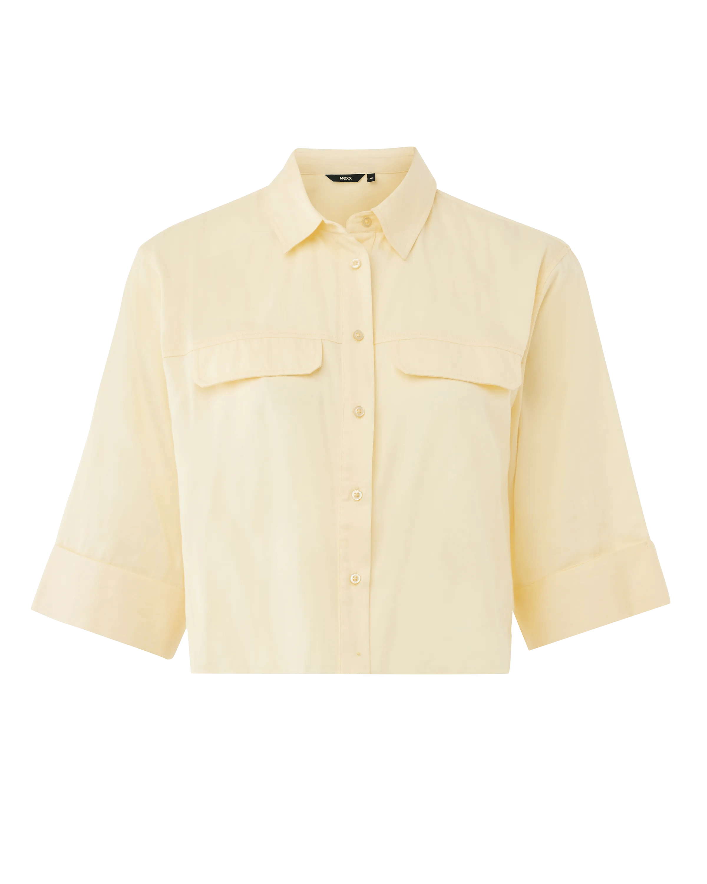 Boxy Popeline-Bluse Hellgelb