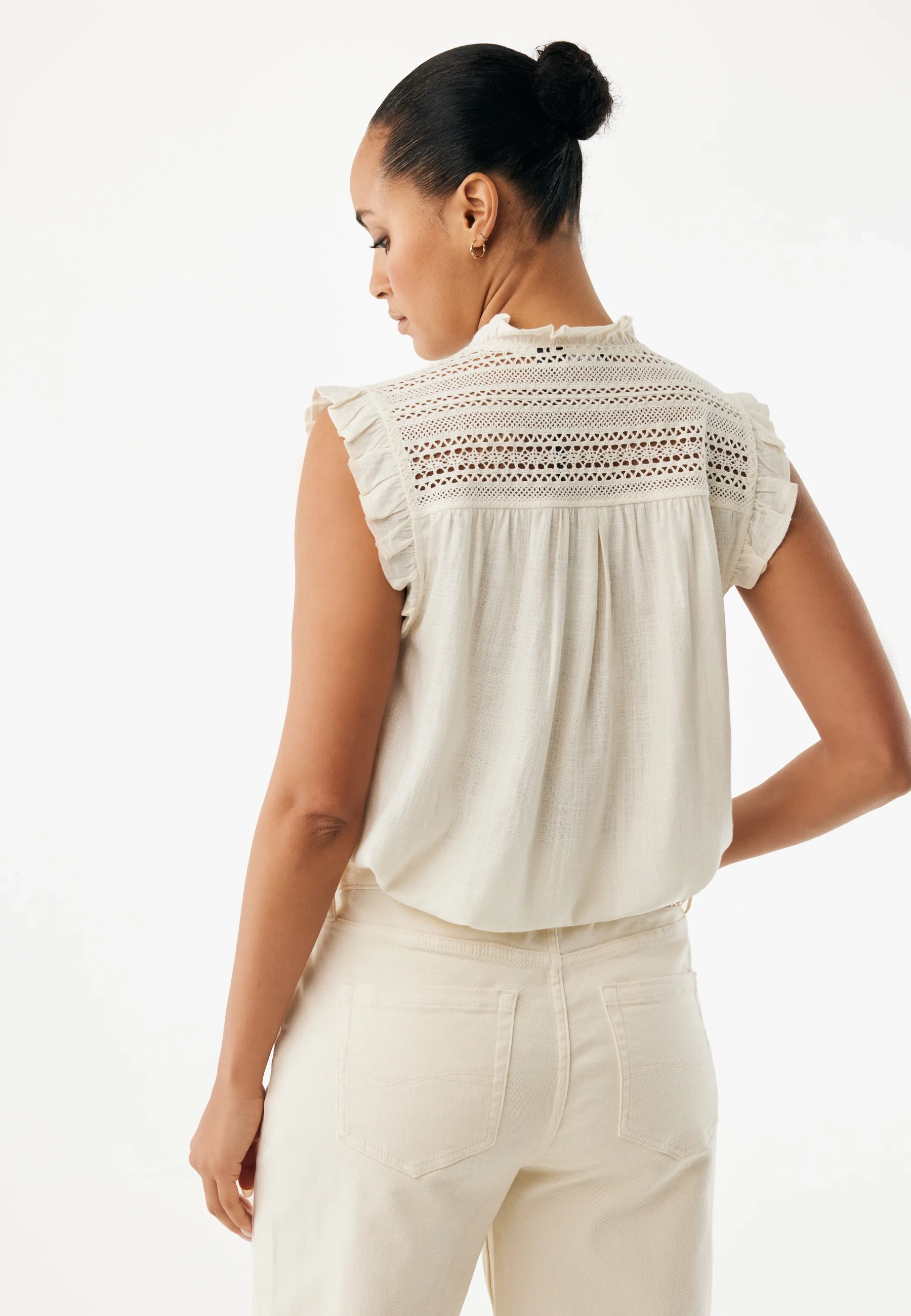 Linnenmix slub blouse Gebroken wit
