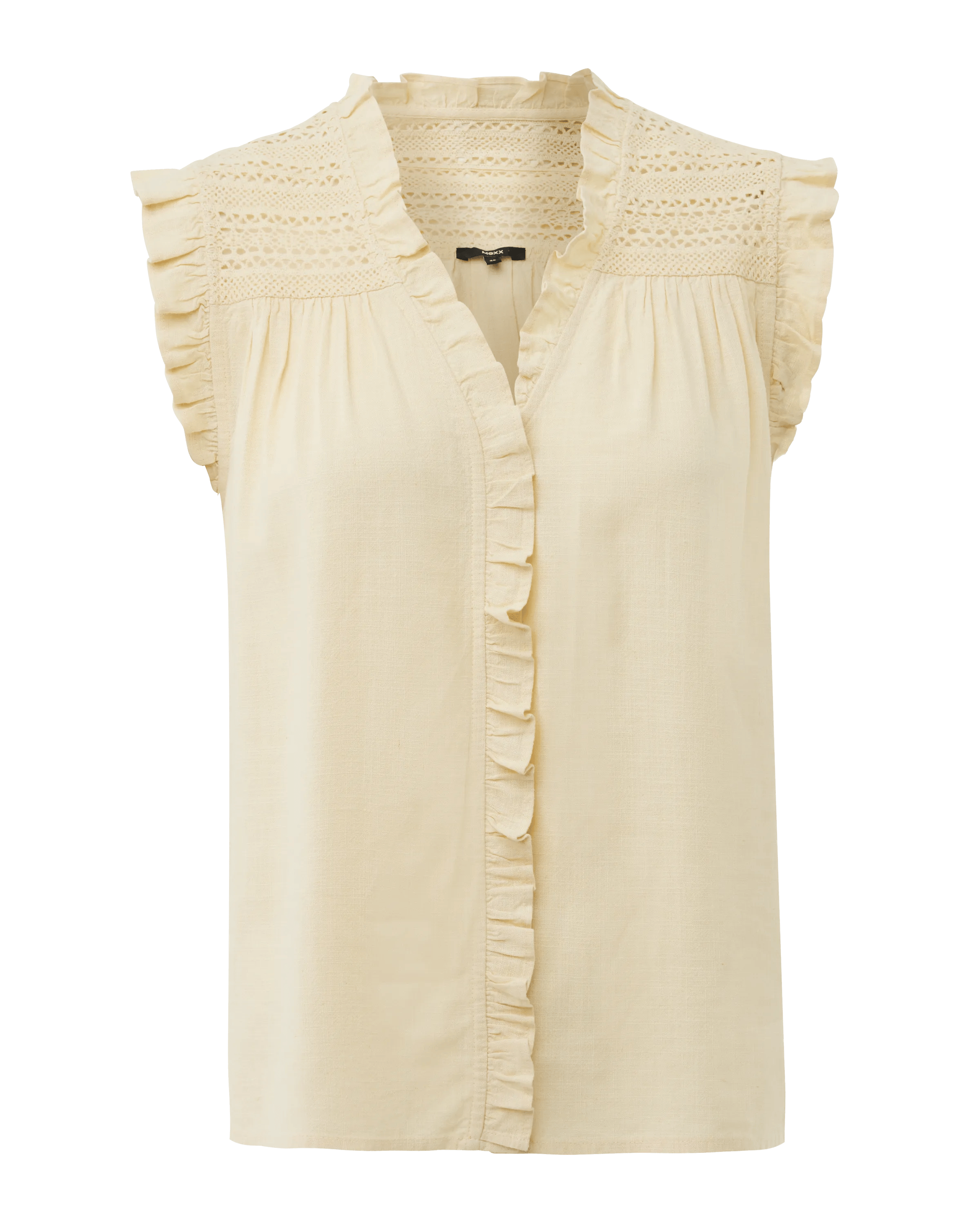 Leinenmix Slub-Bluse Hellgelb