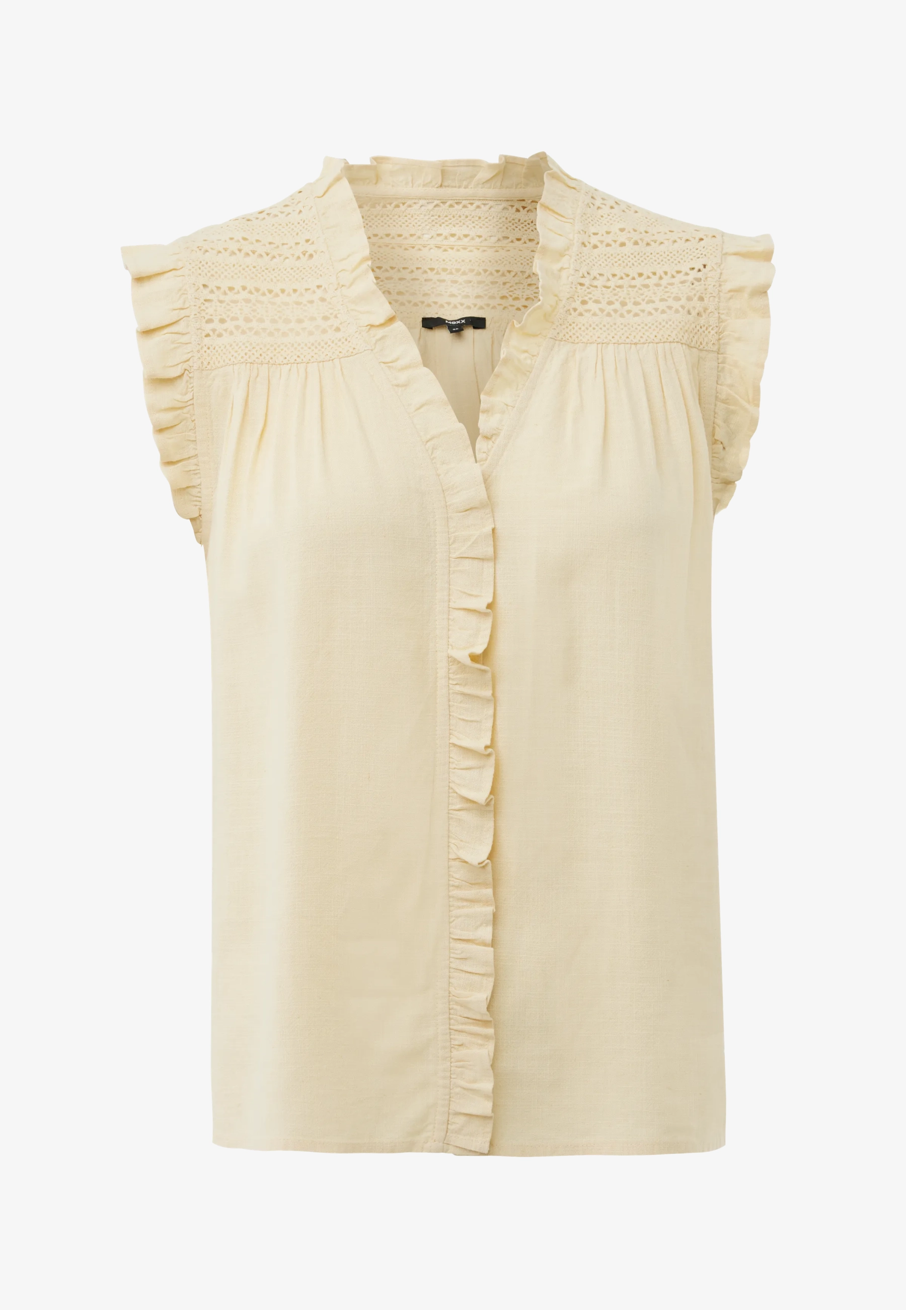 Linnenmix slub blouse Lichtgeel