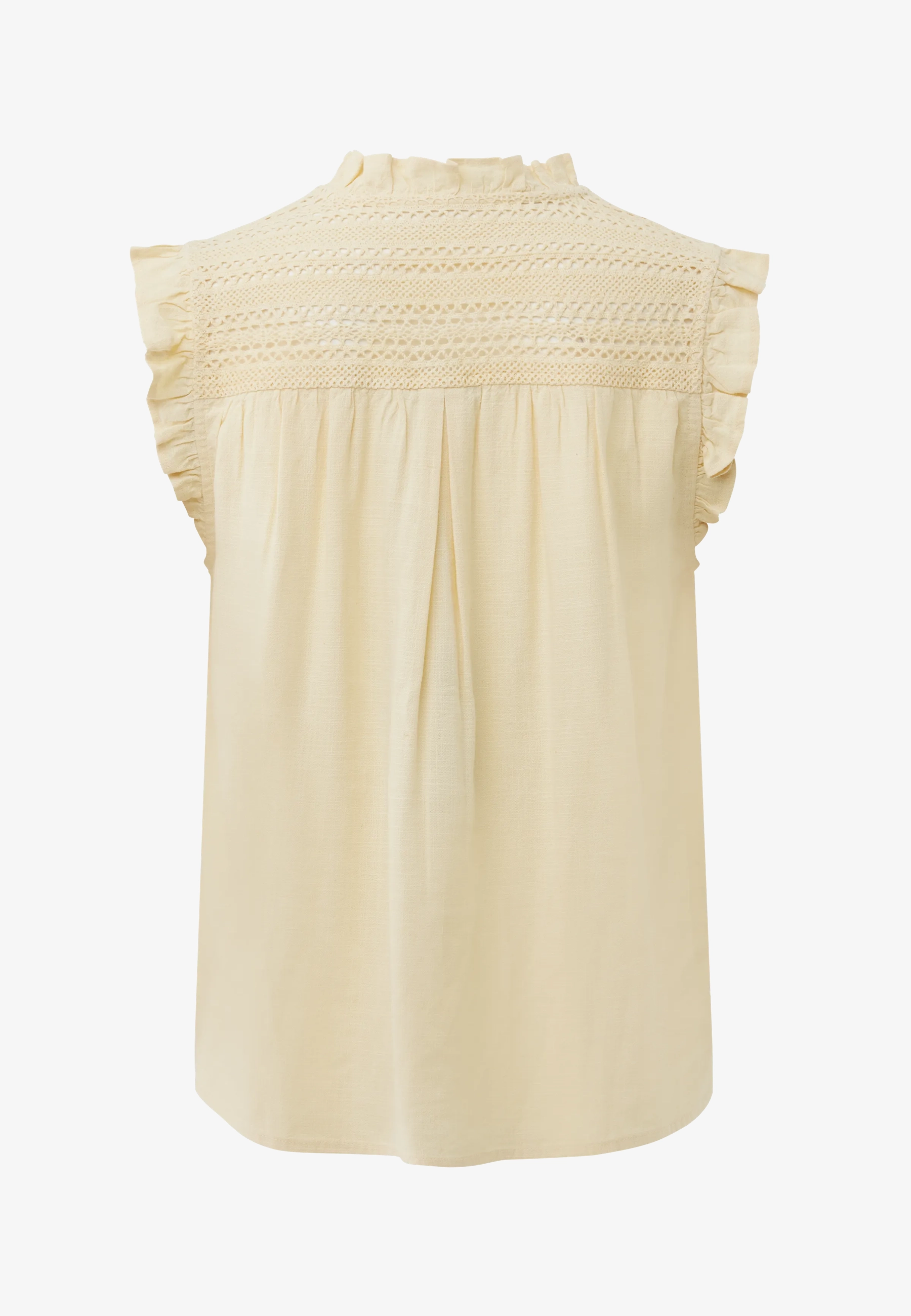 Linnenmix slub blouse Lichtgeel
