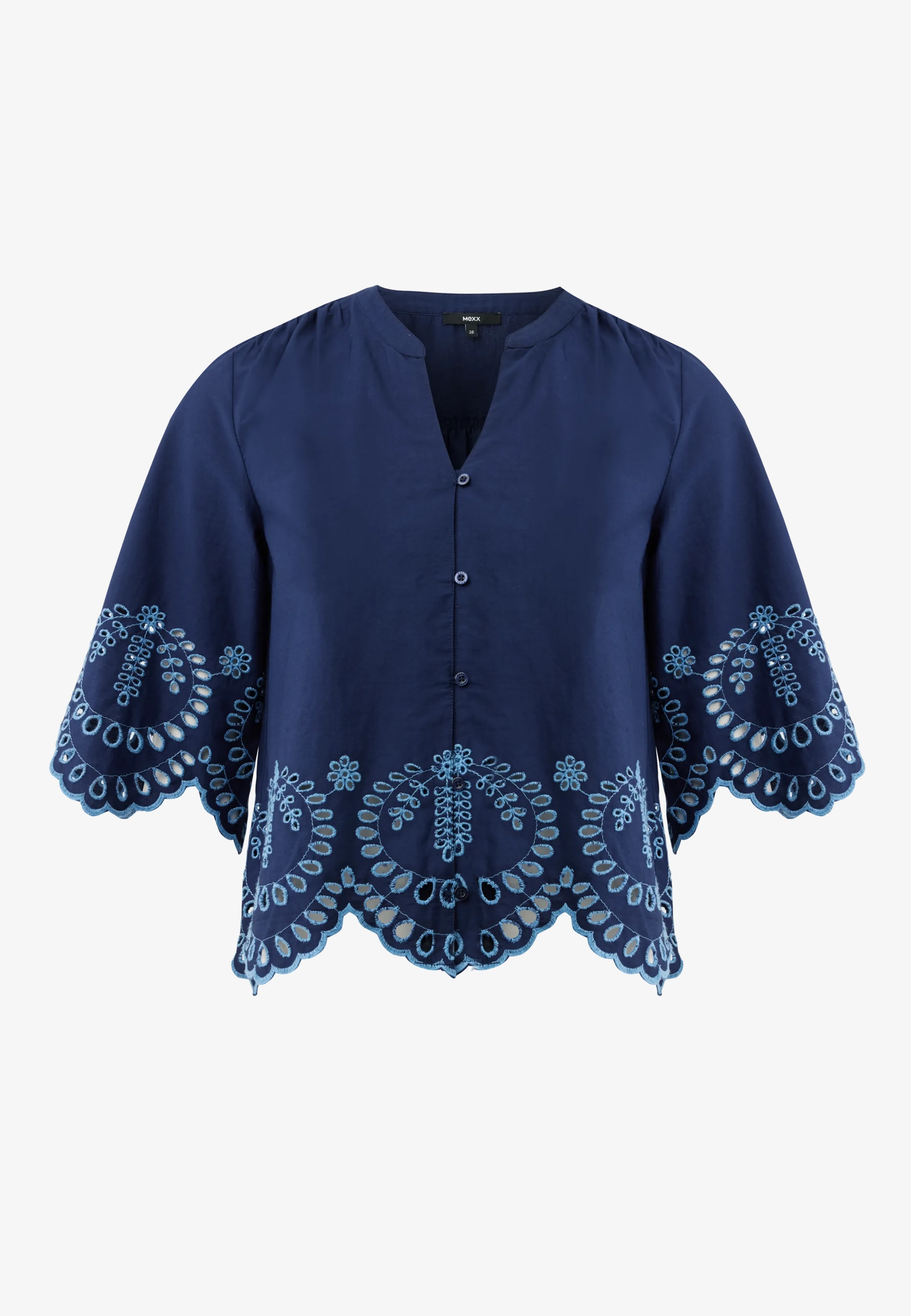 Poplin embroidery blouse Midnight blue