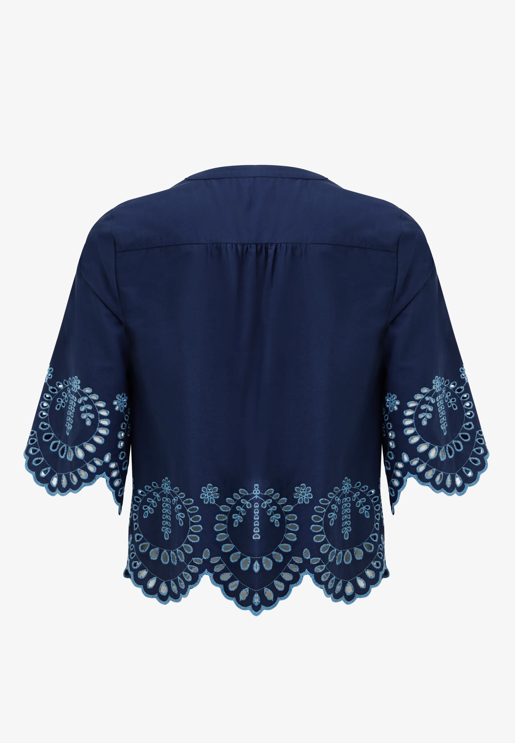 Poplin embroidery blouse Midnight blue