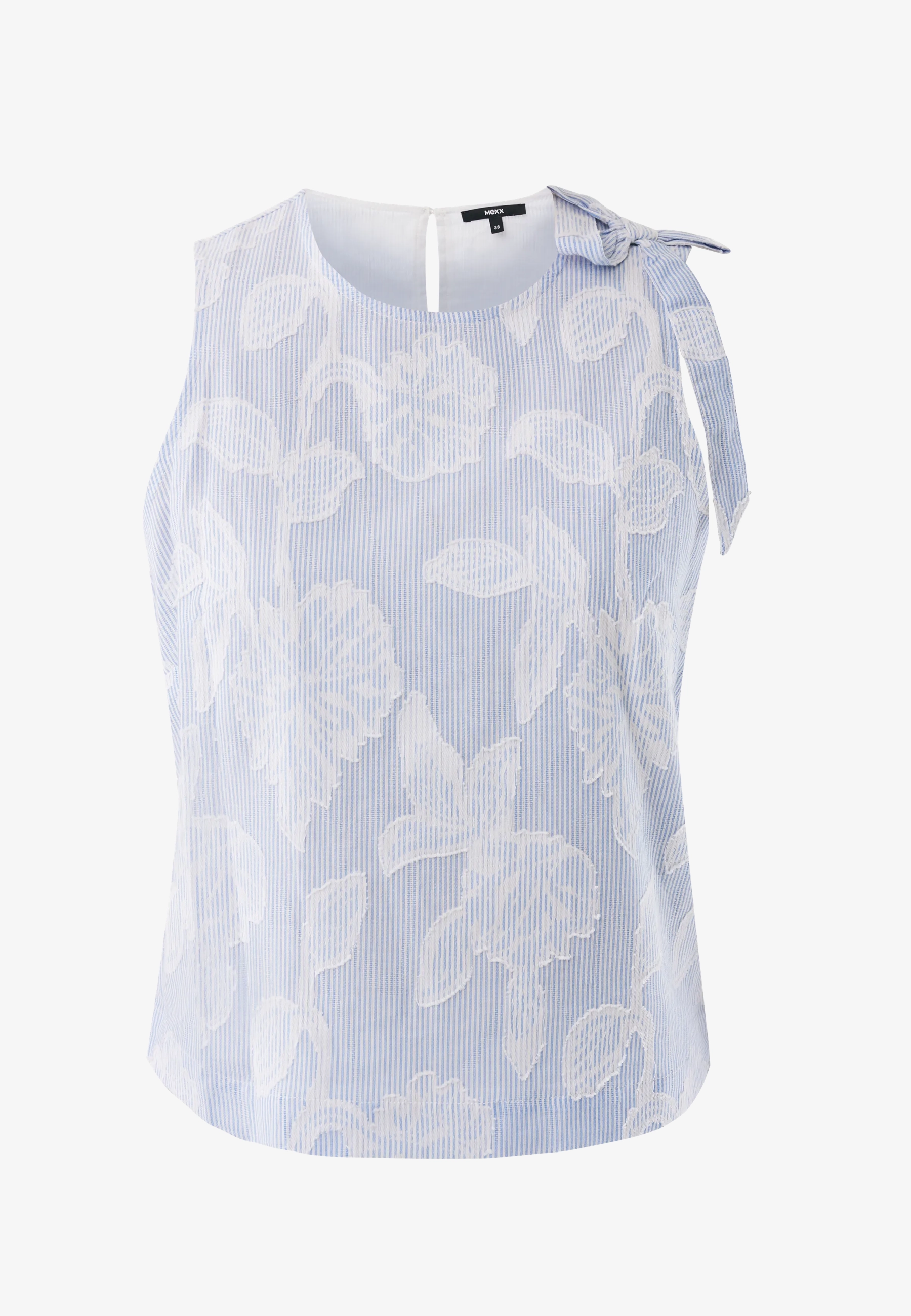 Gestreepte flower jacquard blouse Fresh blue