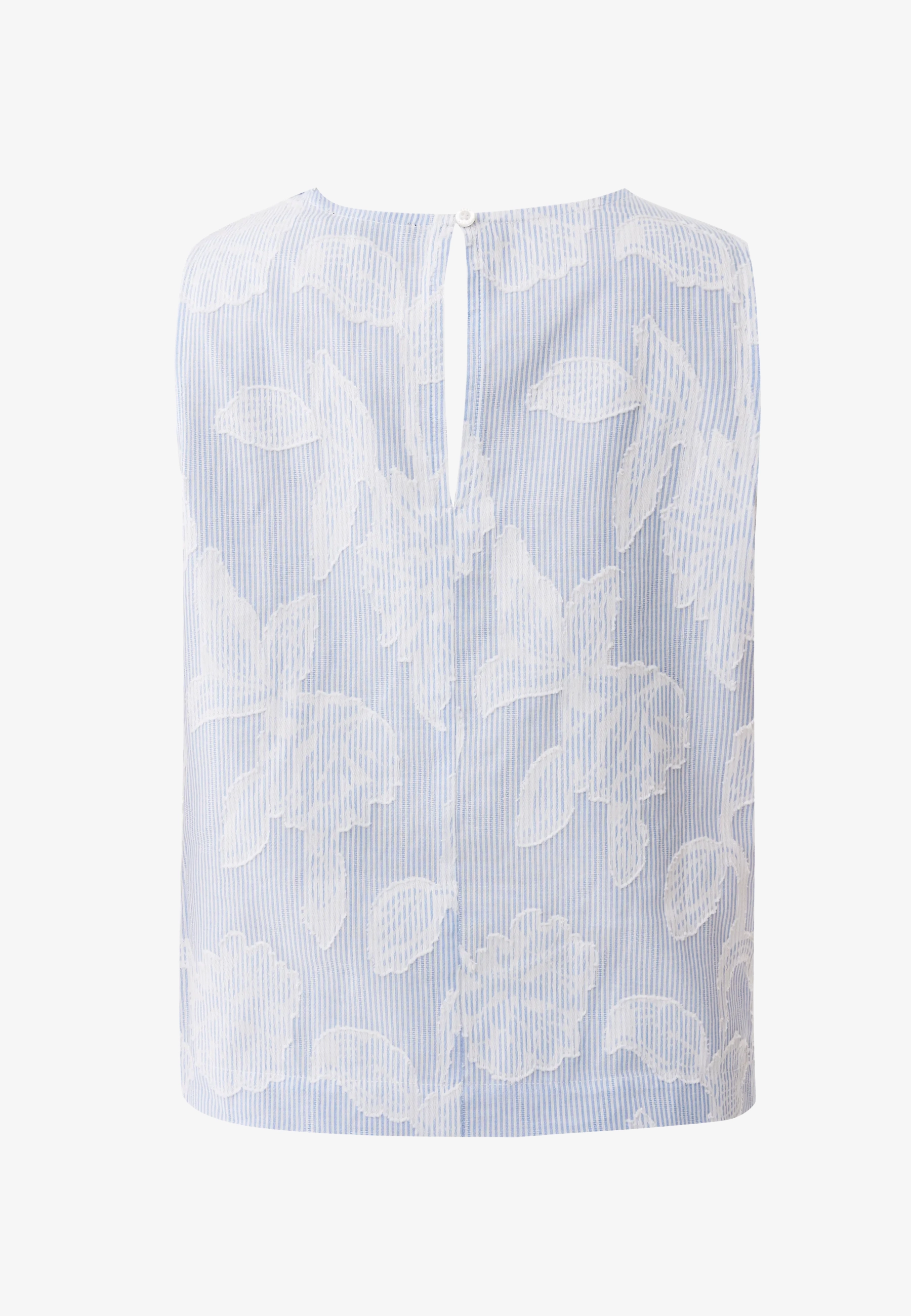 Gestreepte flower jacquard blouse Fresh blue