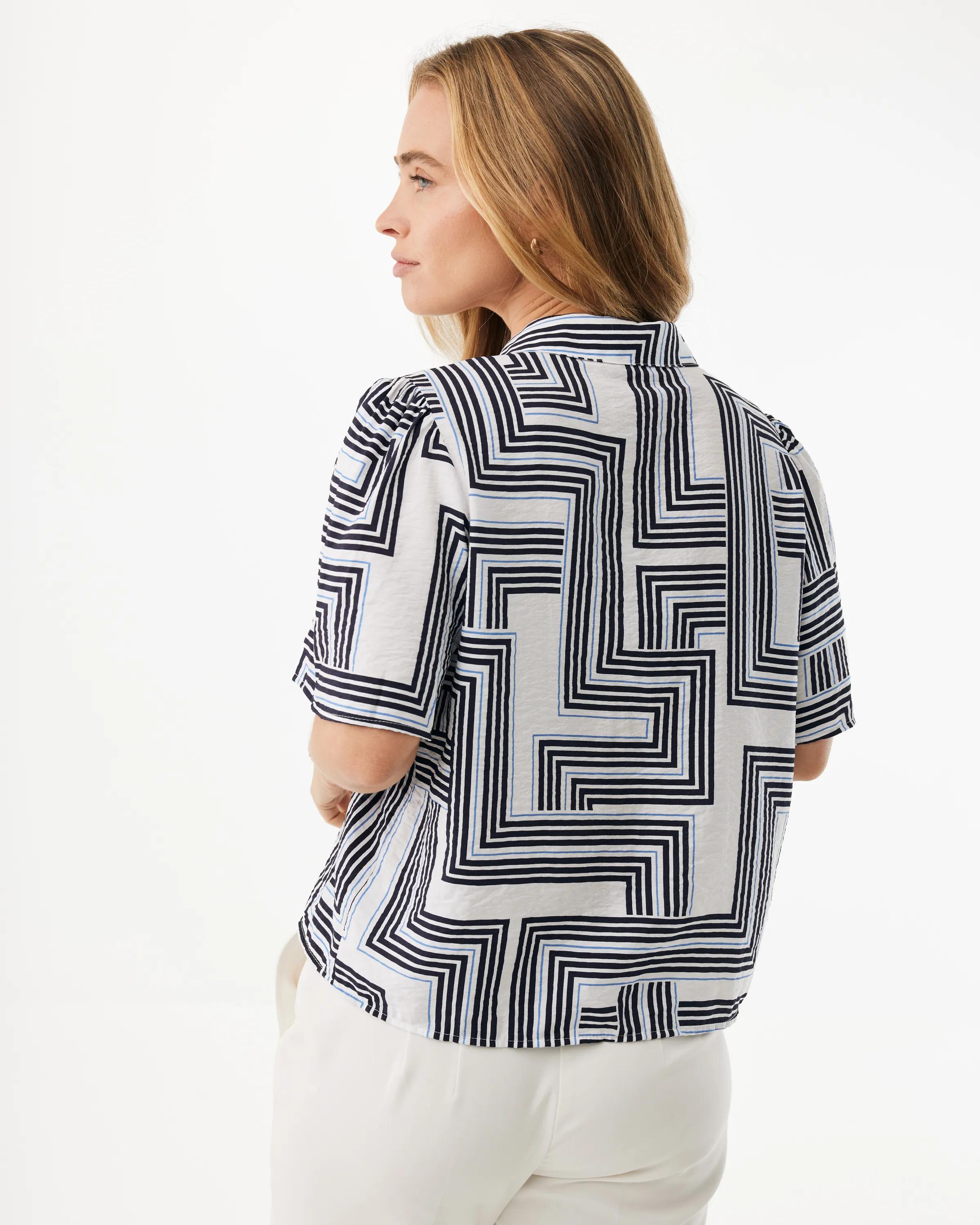 Geo Print Short Sleeve Blouse Multicolor
