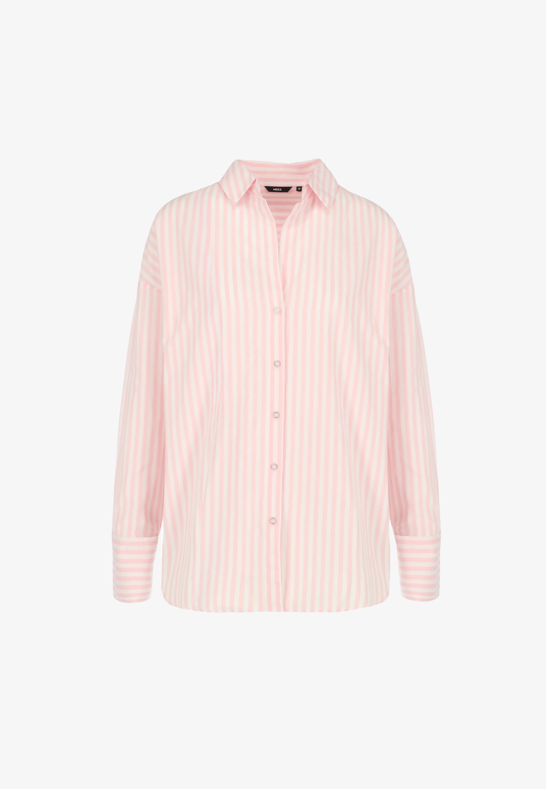 Gestreepte poplin blouse Lichtroze