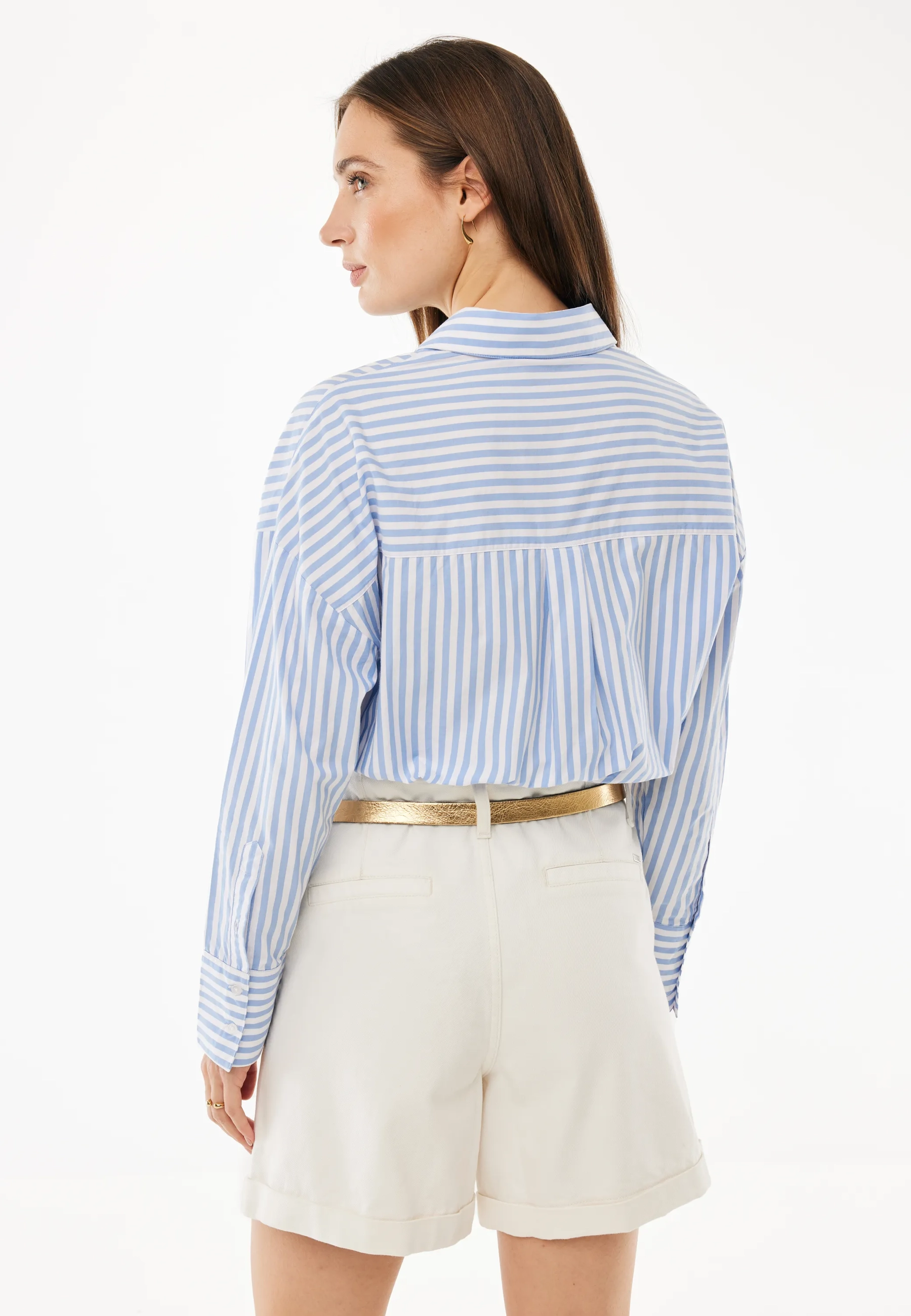 Gestreepte poplin blouse Felblauw