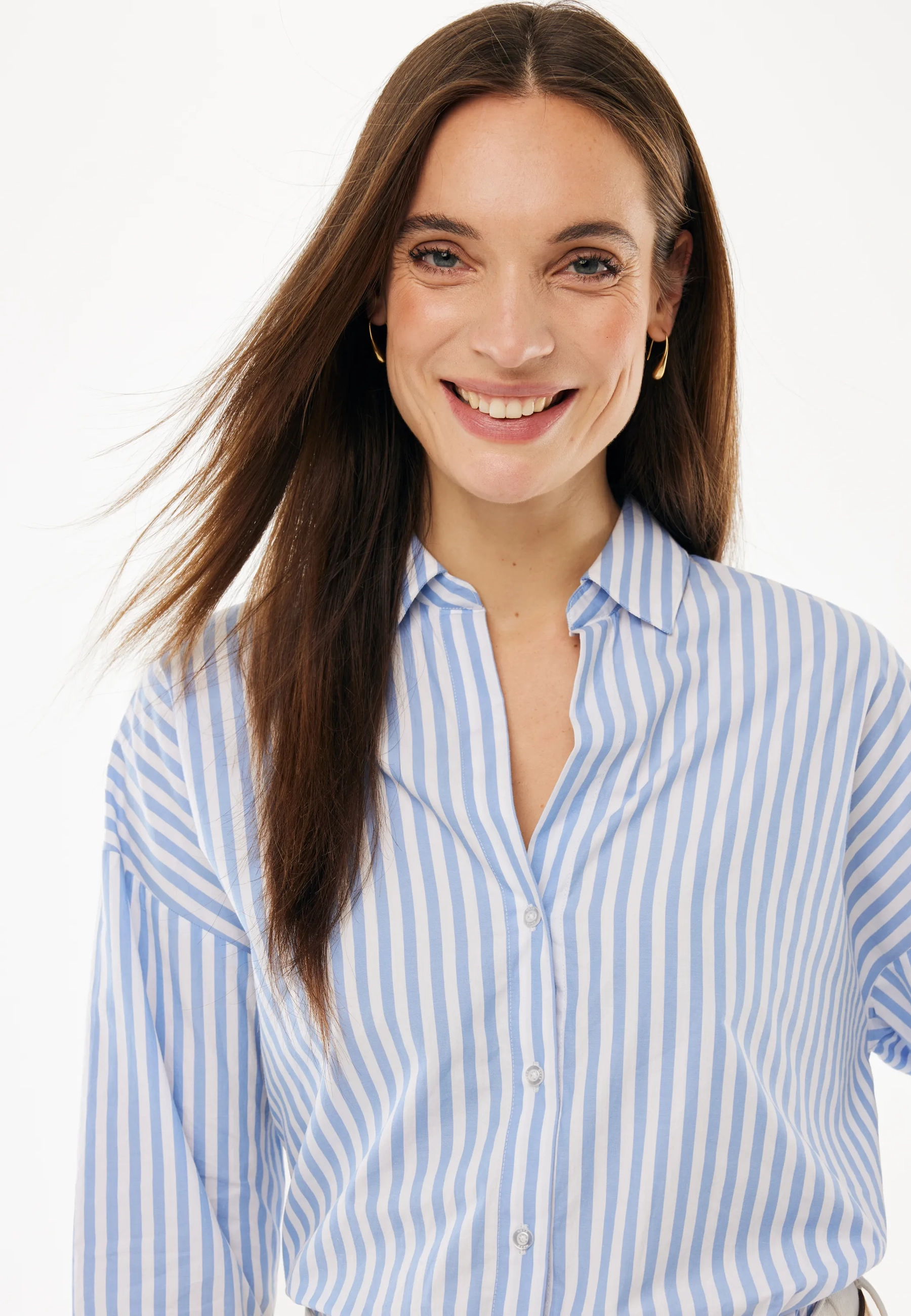Gestreepte poplin blouse Felblauw