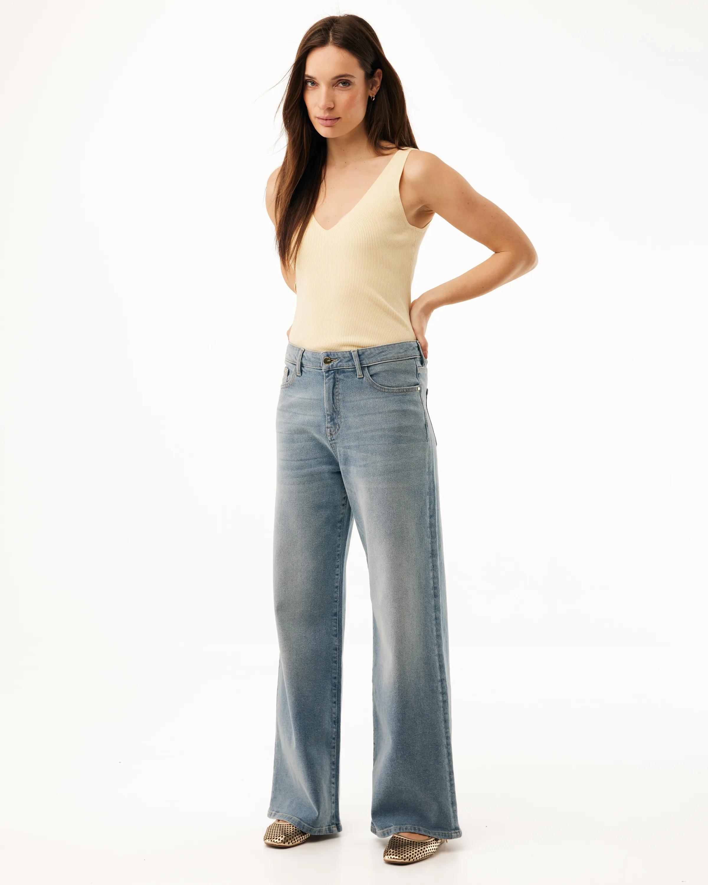Lynn Denim-Hose Wide Leg Mittelblau