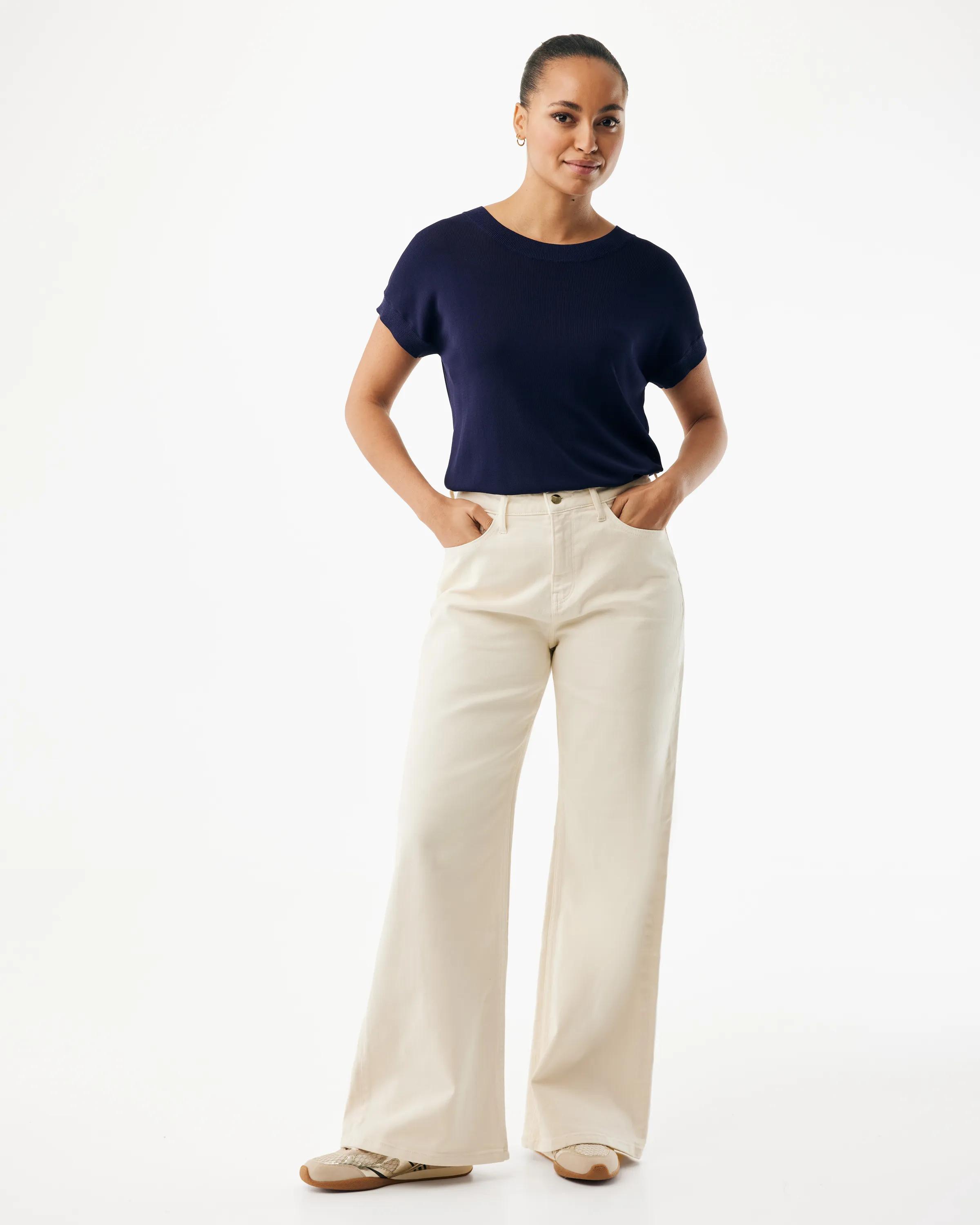 Denimhose Wide Leg Mit Flechtgürtel Offwhite