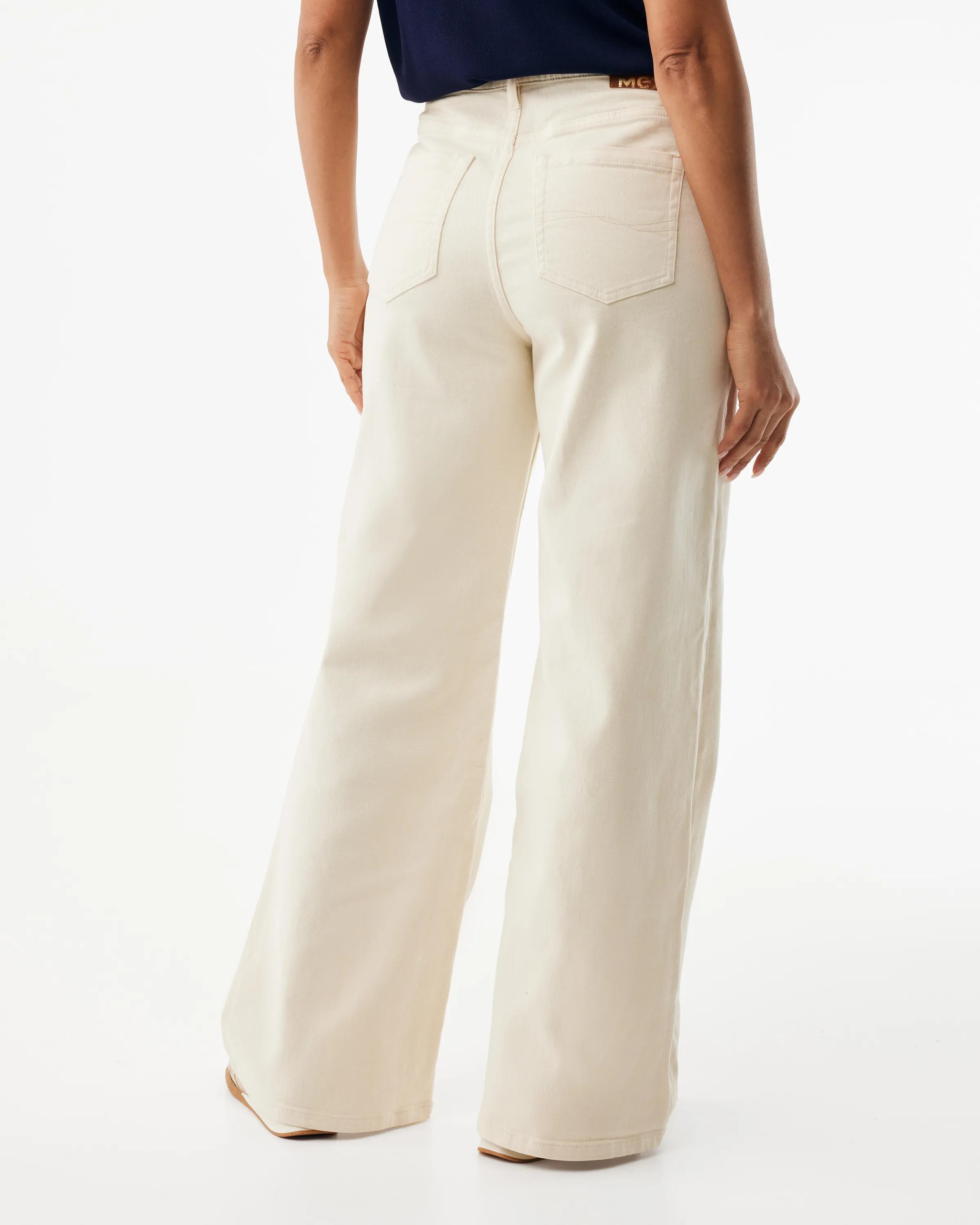 Denimhose Wide Leg Mit Flechtgürtel Offwhite