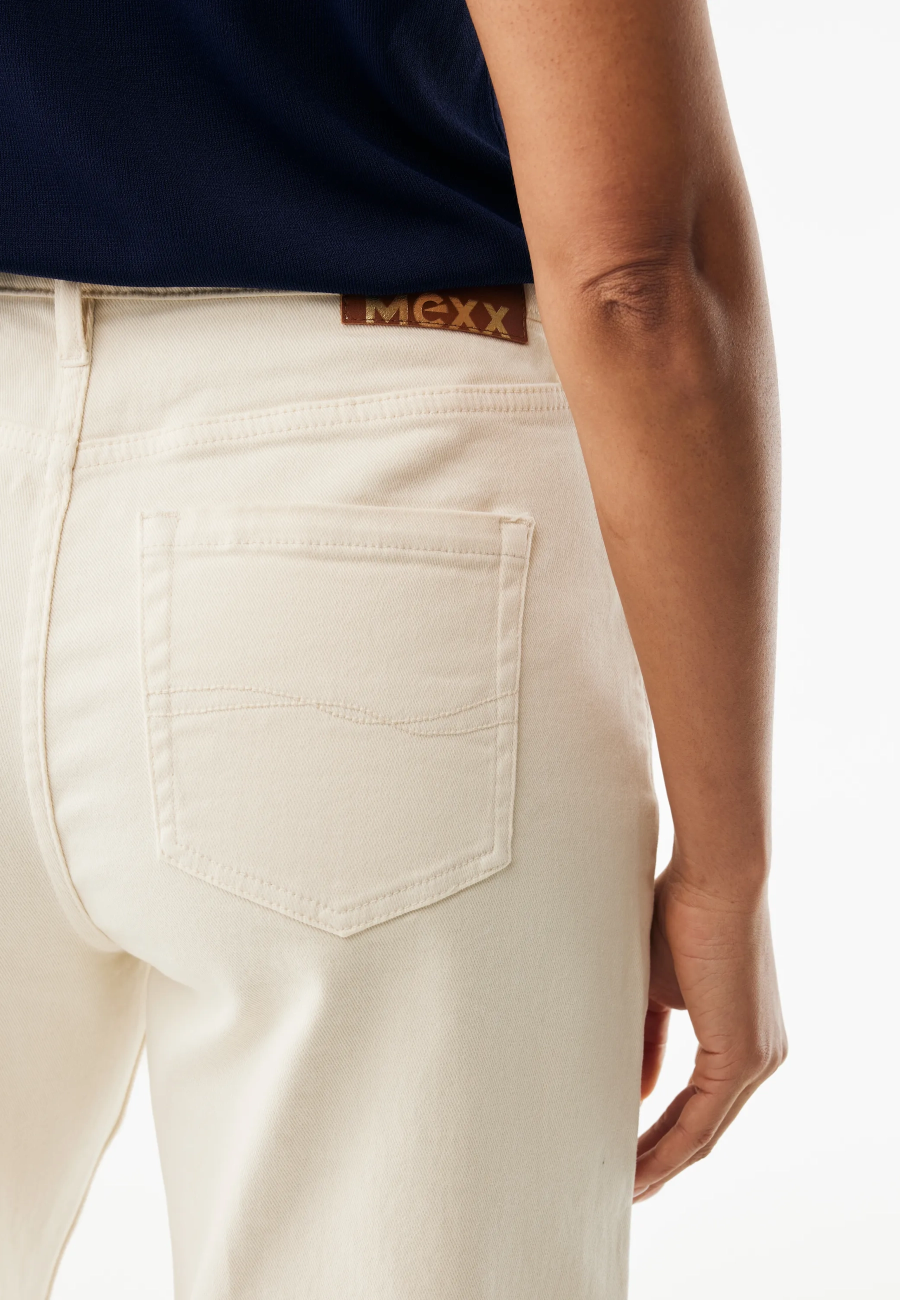 Denim Broek Wide Leg Met Gevlochten Riem Off White
