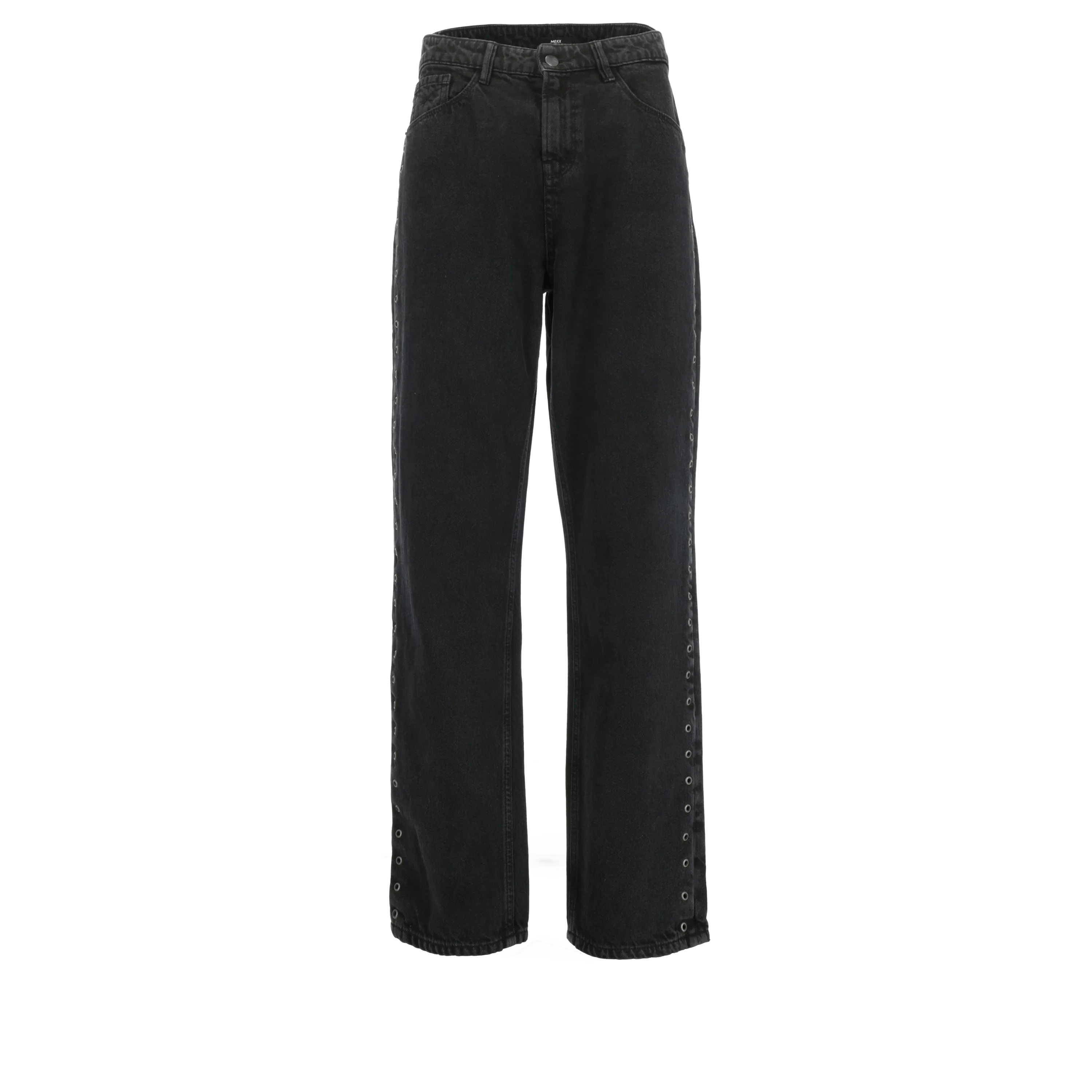 90er Straight Lochstickerei-Jeans Schwarz Rinsed