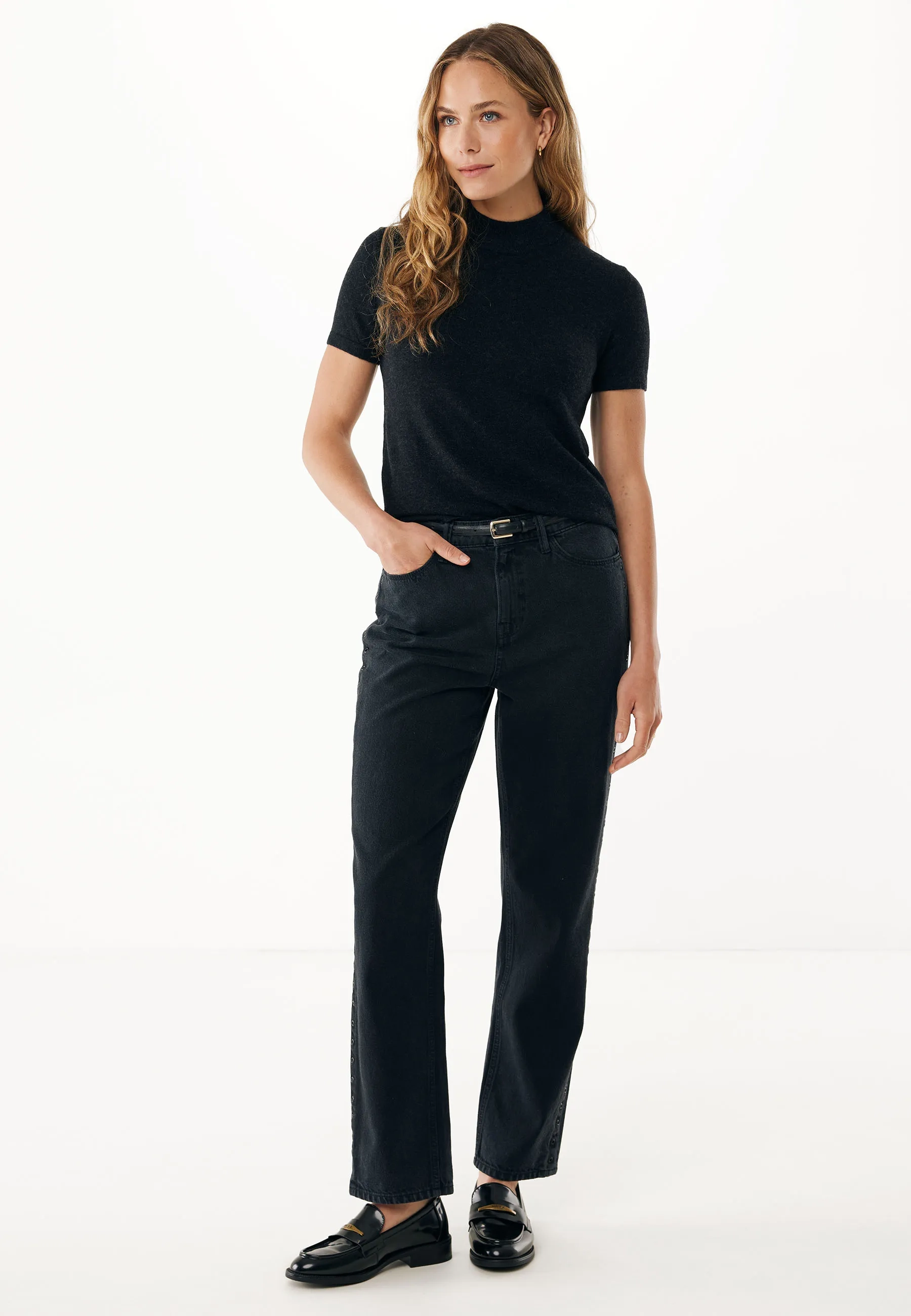 90s straight eyelet jeans Zwart rinsed
