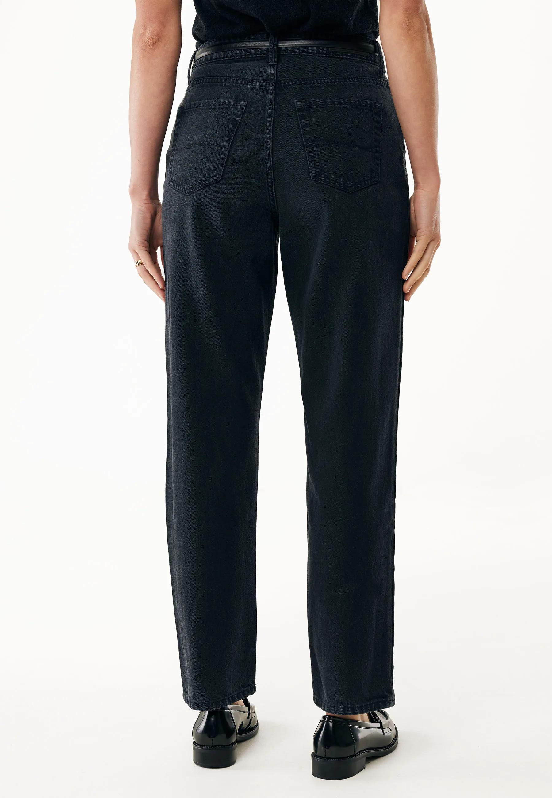 90er Straight Lochstickerei-Jeans Schwarz Rinsed