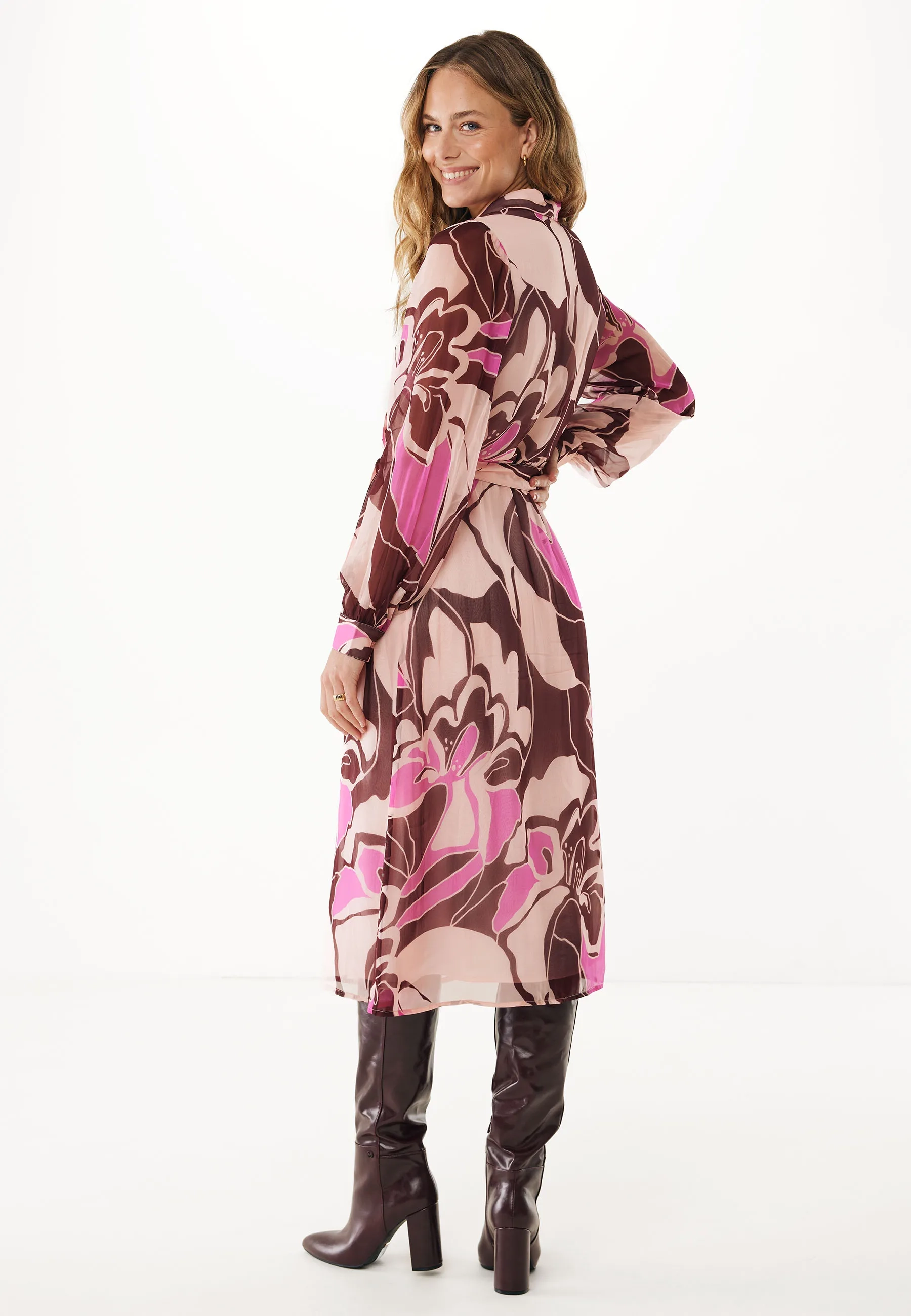 Bold flower shirt dress Multicolor