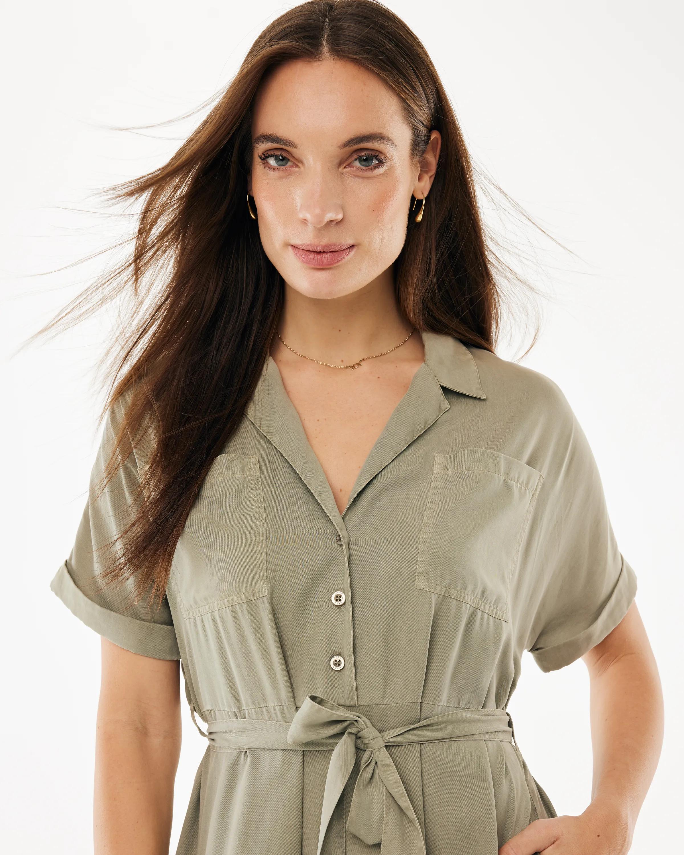 Lyocell Jurk Warm Groen