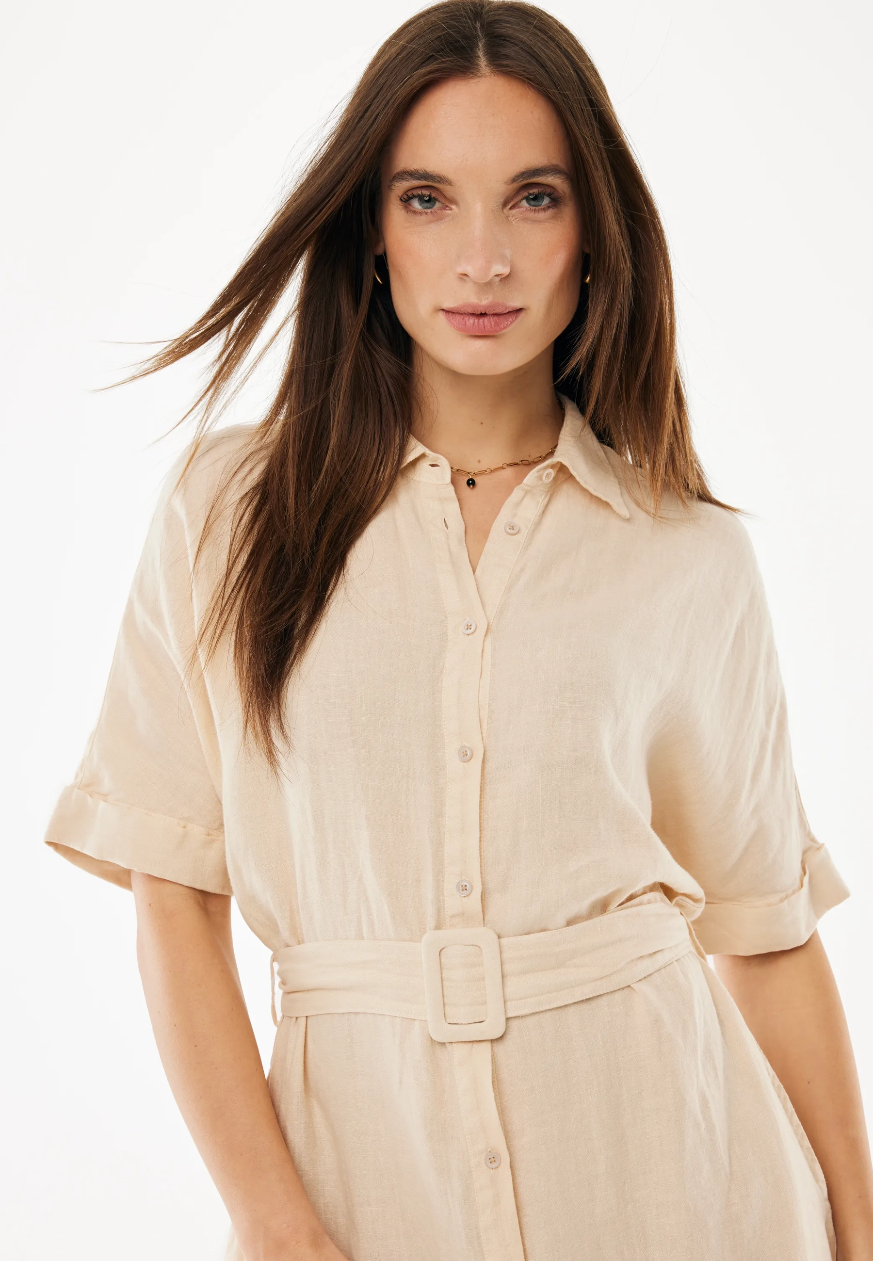 knee length dresses for ladies Verlaine White Linen Blend Maxi Dress