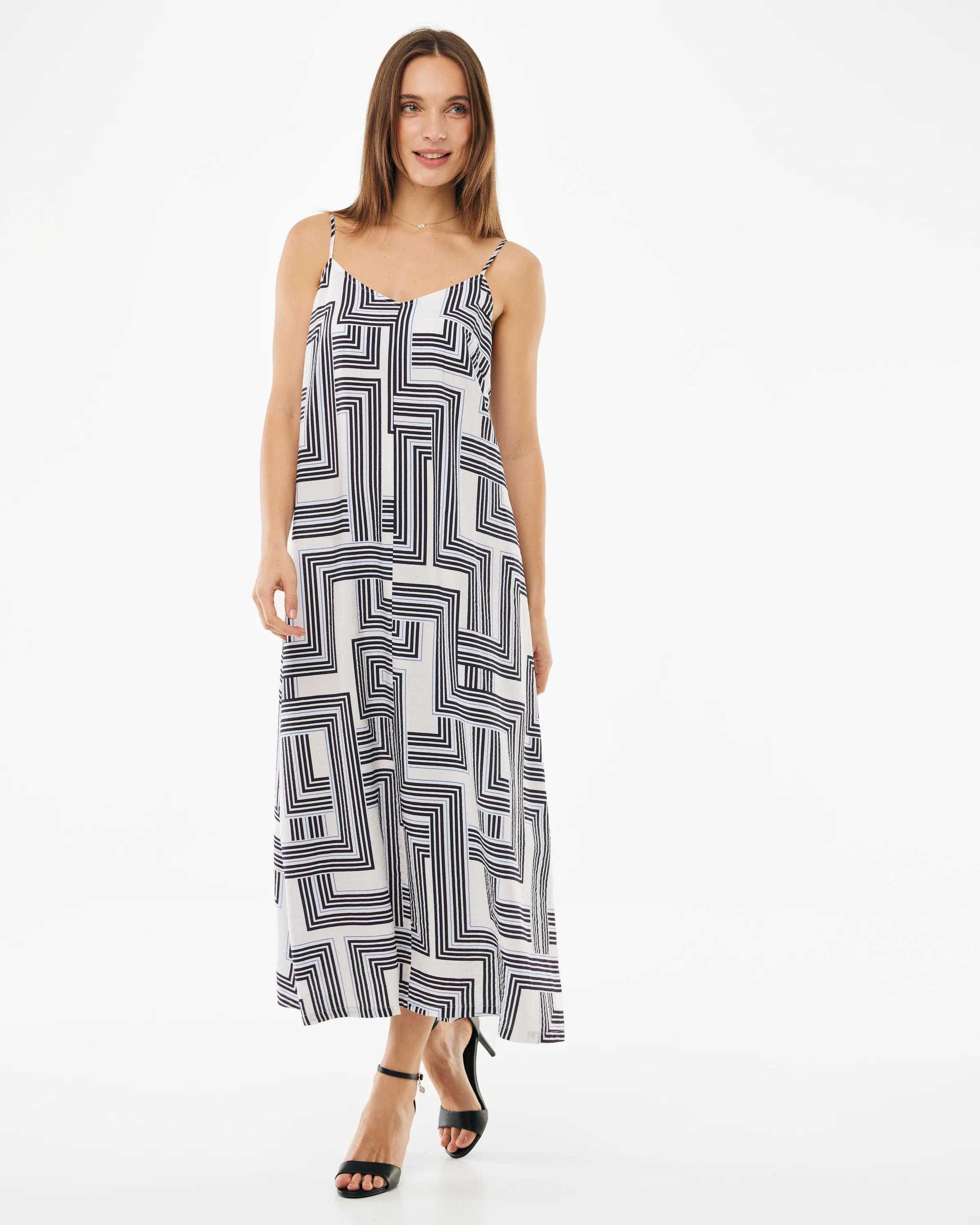 Geo Print Slip Dress Multicolor